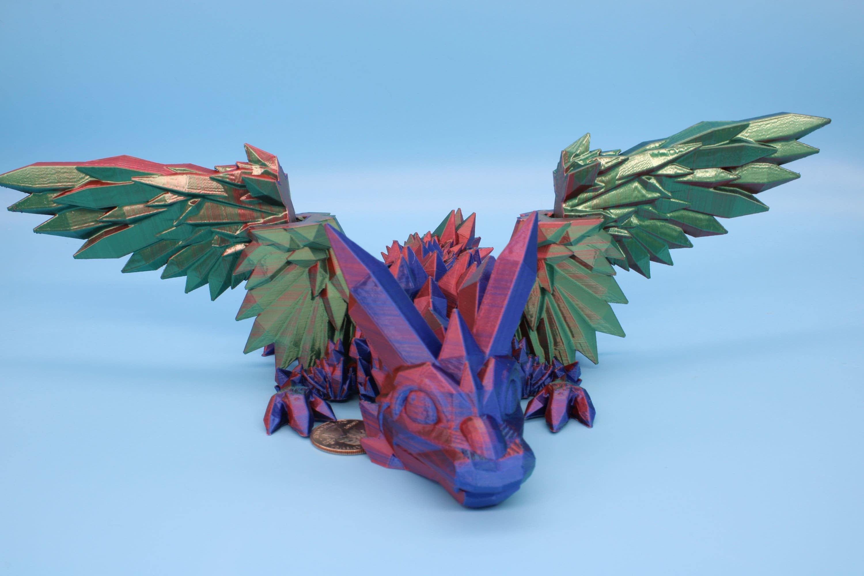 Baby Crystal Winged Dragon- Rainbow | 3D Printed | Fidget Toy | Flexi | 11.5 in. | Stress Relief | Dragon Toy.