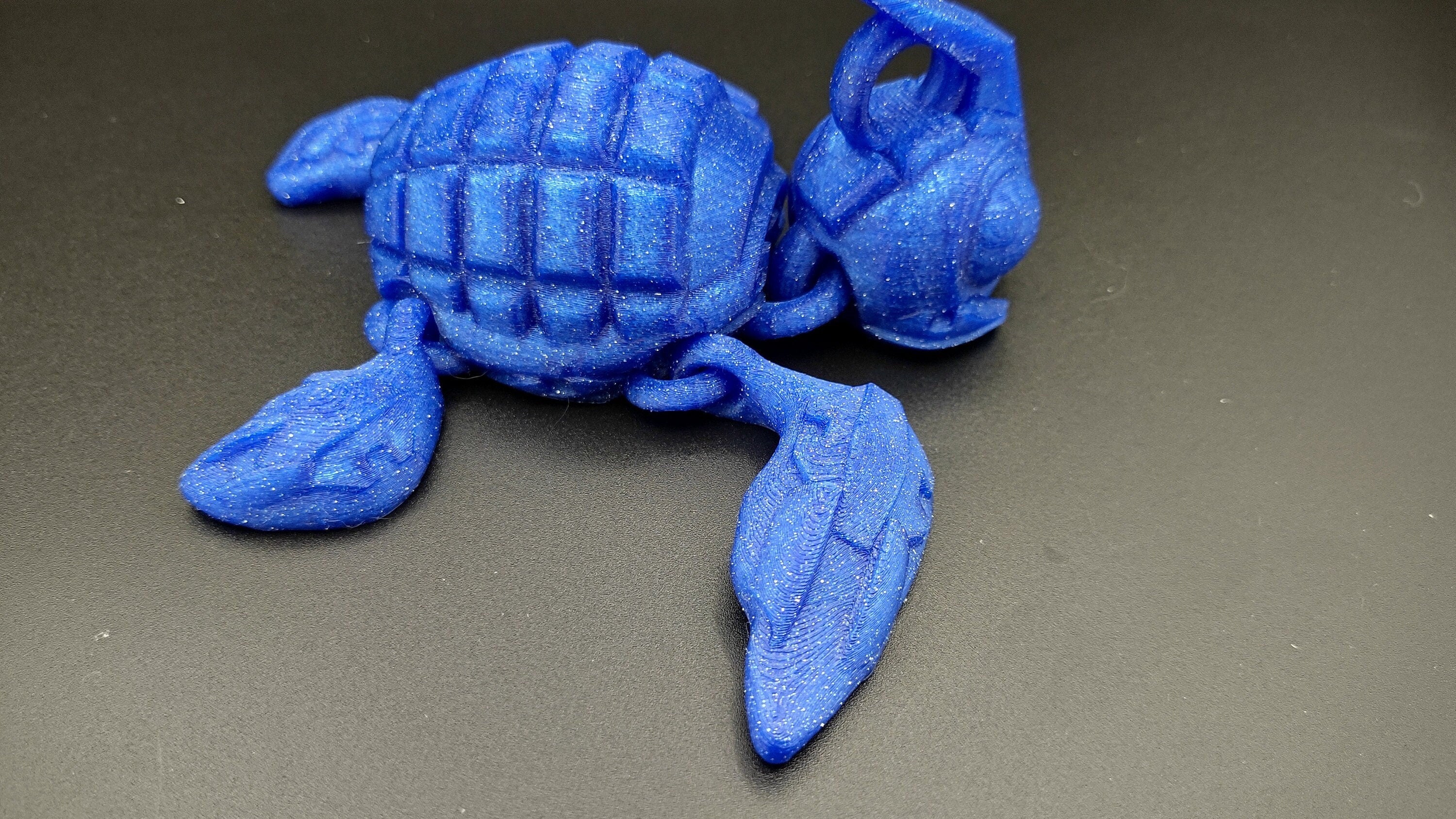 Turtle- Grenurtle | Blue Sparkle | Grenade / Turtle 3d Printed (MADE) | Adult Fidget Toy | Sensory Turtle Buddy.