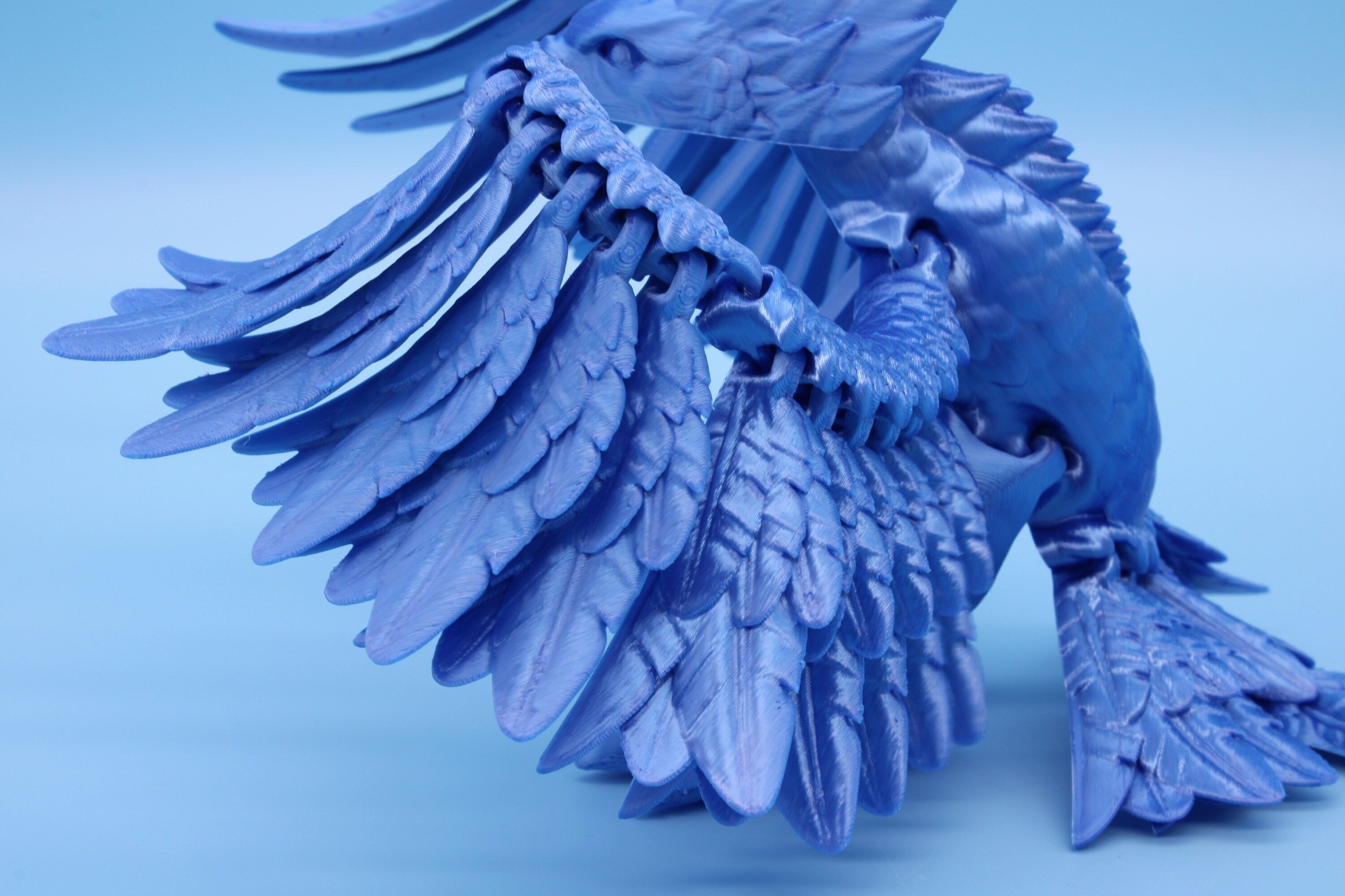 Phoenix Blue | Cute Flexi Bird | Unique 3D Printed Toy | Articulating Fidget Toy | Sensory Toy | 4 in.
