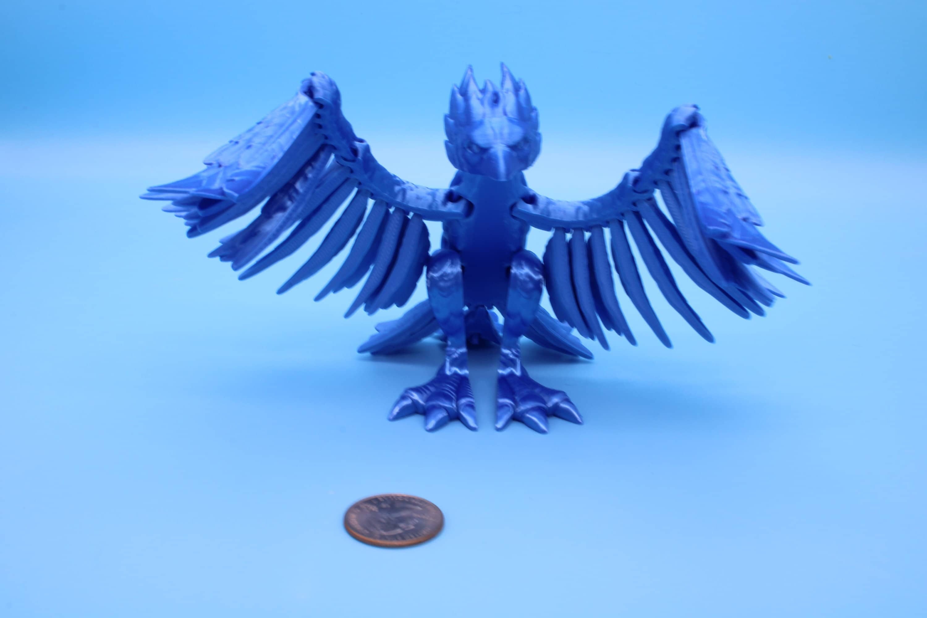 Phoenix Blue | Cute Flexi Bird | Unique 3D Printed Toy | Articulating Fidget Toy | Sensory Toy | 4 in.