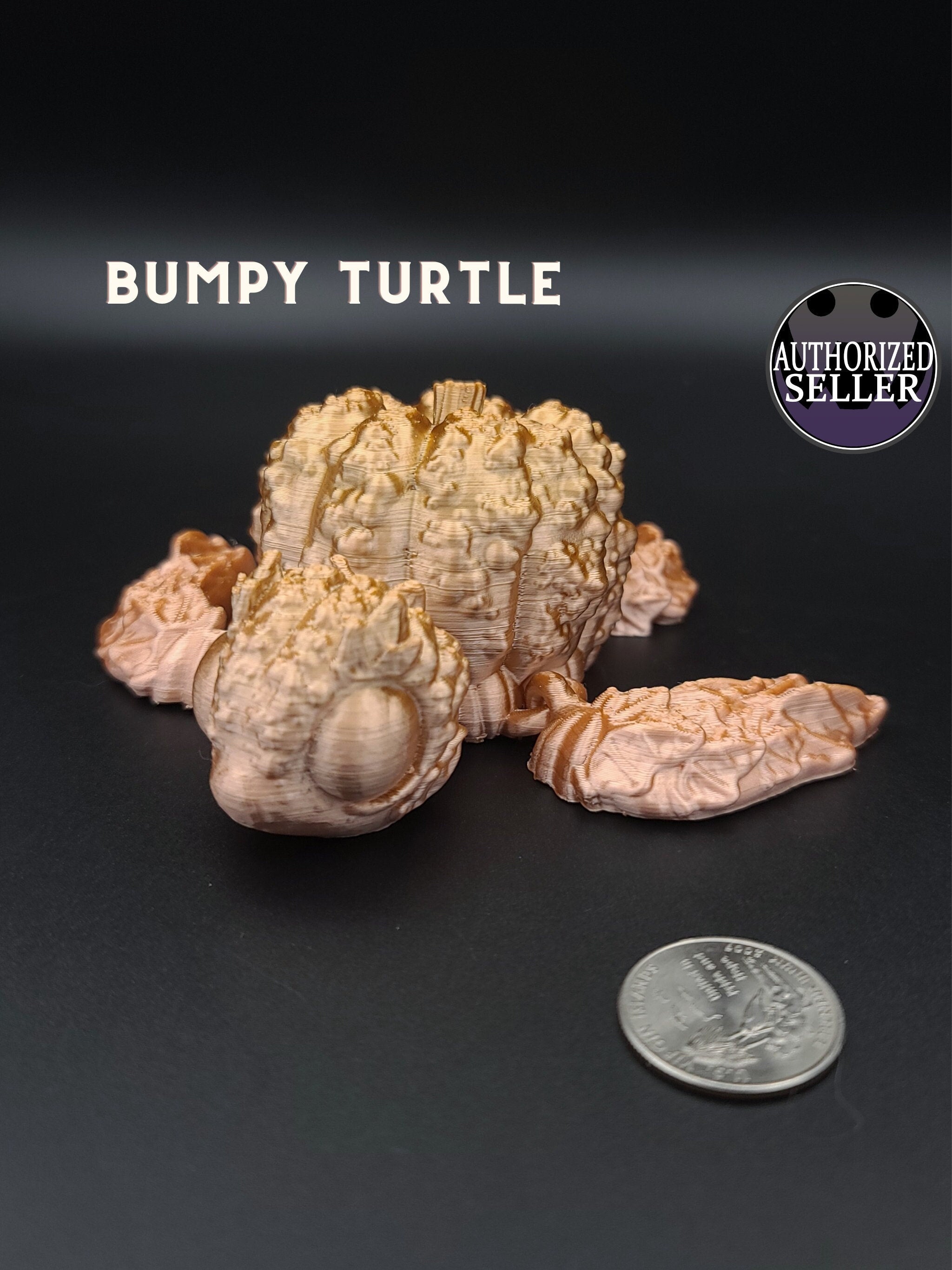 3D printed Multi Color Articulating Pumpkin Turtle. Flexi, Fidget Bumpkinurtle adult toy. 4.5 inch. Adorable turtle buddy. Great gift!