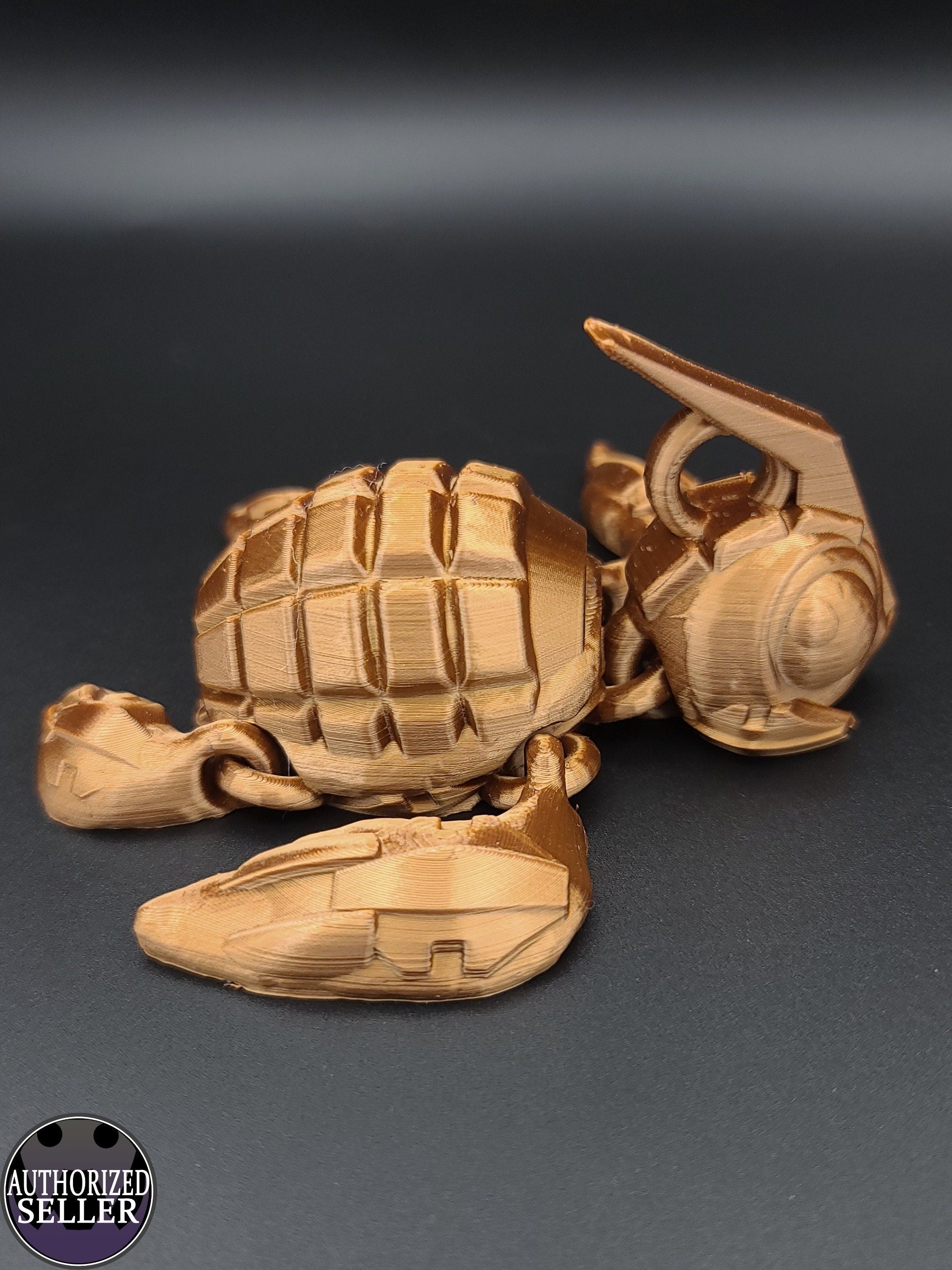 Turtle- Grenurtle | Grenade / Turtle 3D Printed (MADE) | Copper Color | Adult Fidget Toy | Sensory Turtle Buddy.