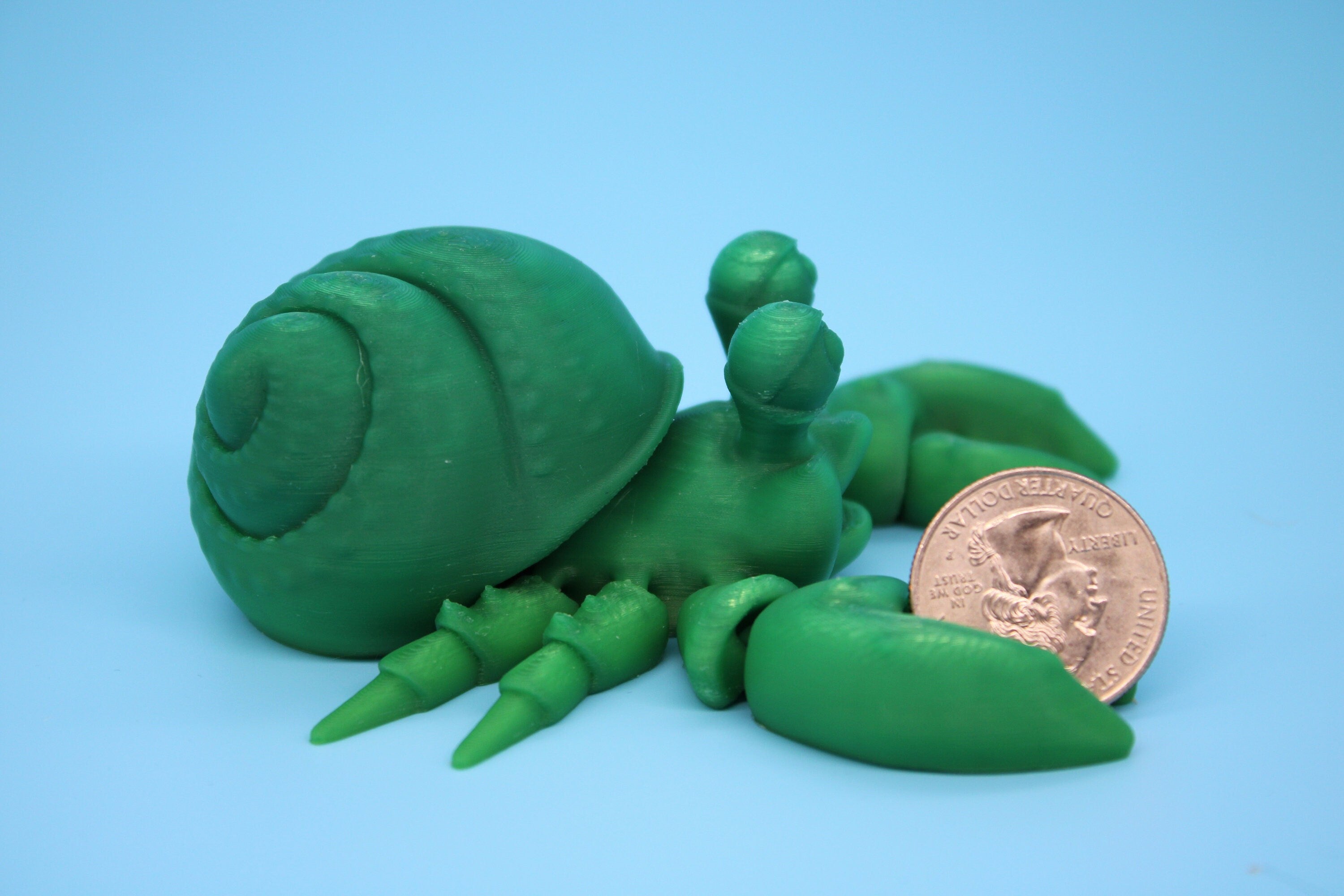 Flexi Hermit Crab- Green | 3D Printed. | Super Cute | Fun Crab.