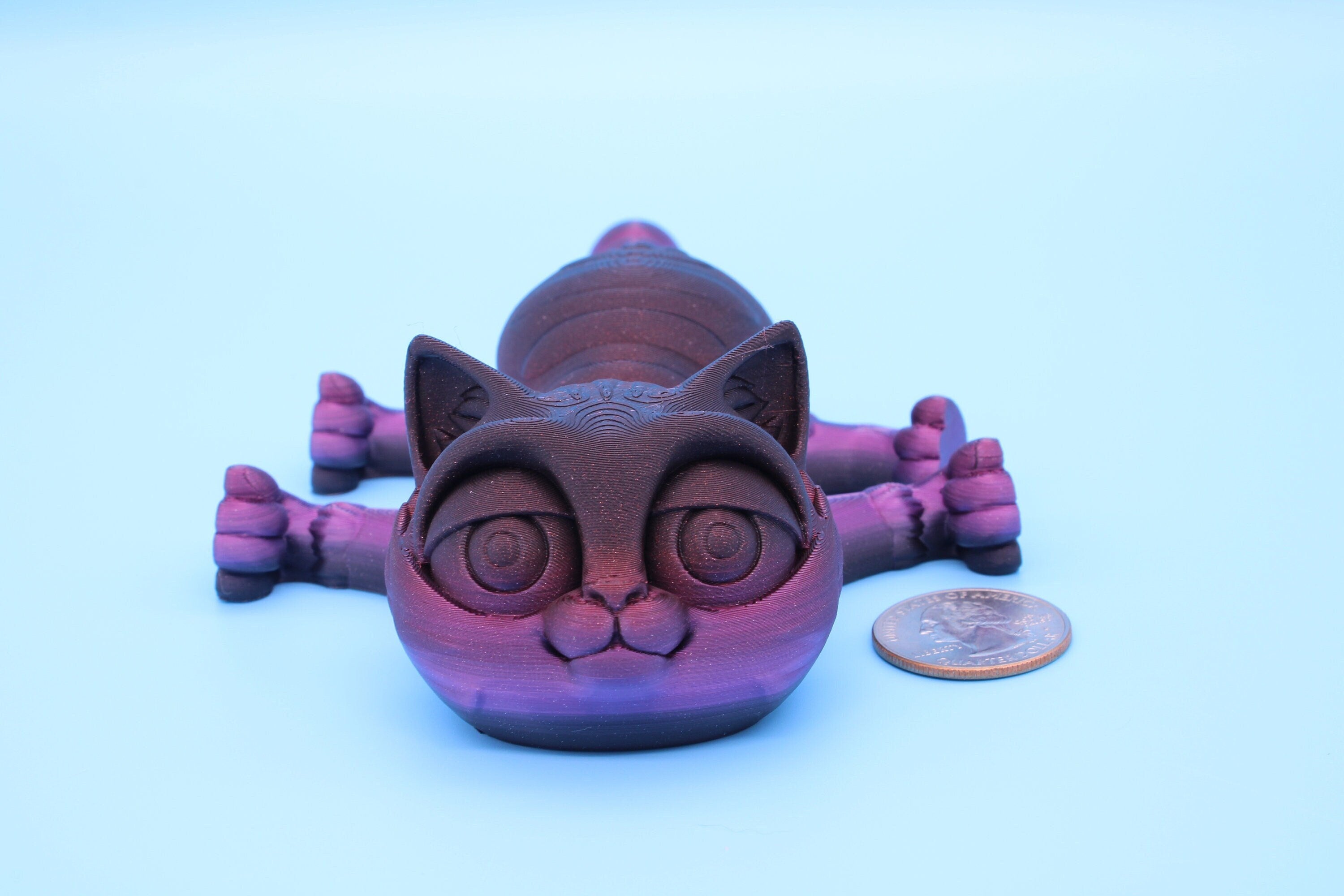 7 inch Cat Multi Color | Fidget Toy | 3D printed Kitten | Articulating Kitty | Flexi Toy | Stress Relief Gift