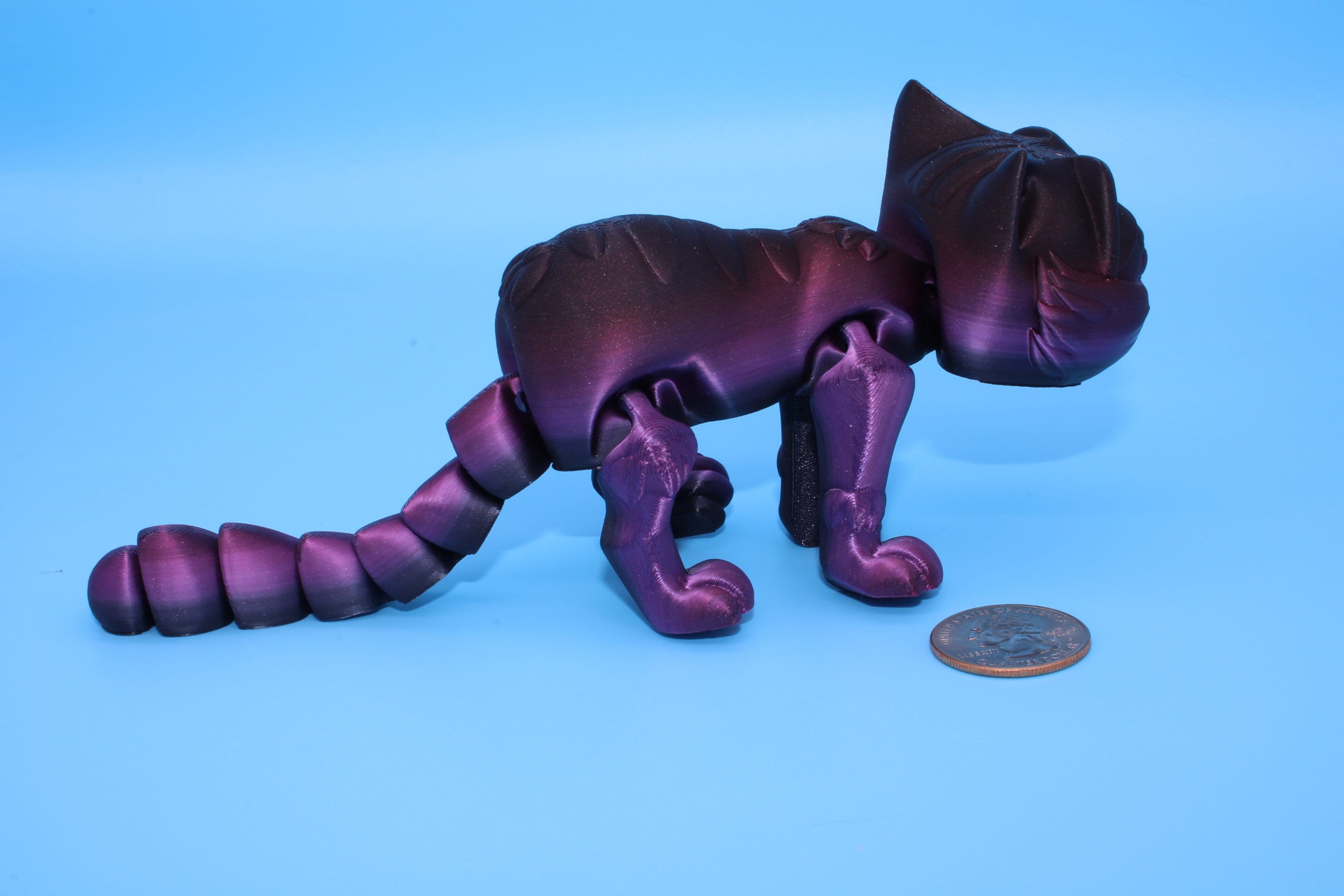 7 inch Cat Multi Color | Fidget Toy | 3D printed Kitten | Articulating Kitty | Flexi Toy | Stress Relief Gift