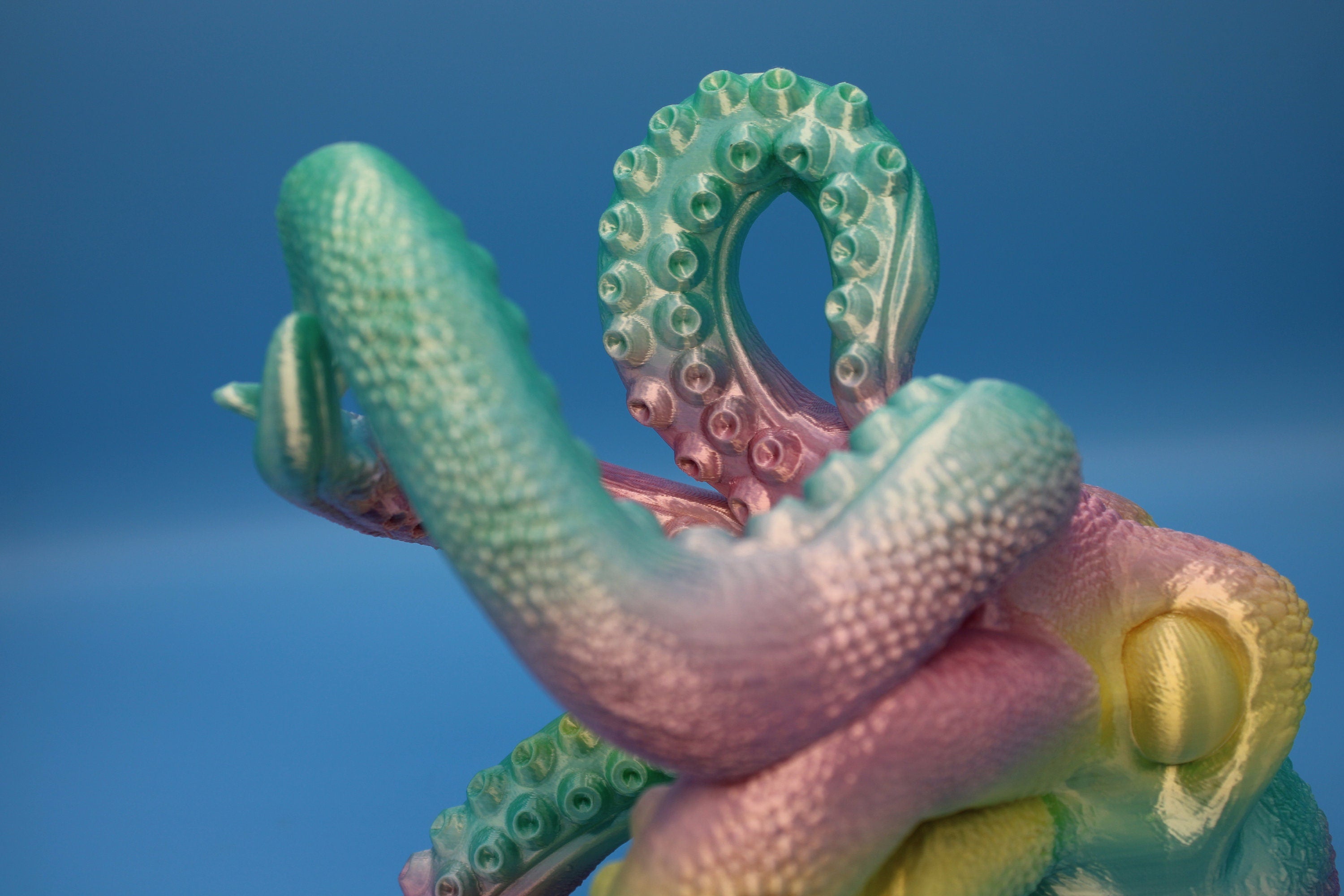 Rainbow Cute Octopus | Wine Bottle Holder | Bottle Display | 3D Printed Art | Holds Wine Bottles 750ml. standard size 9.5 in. circumference.