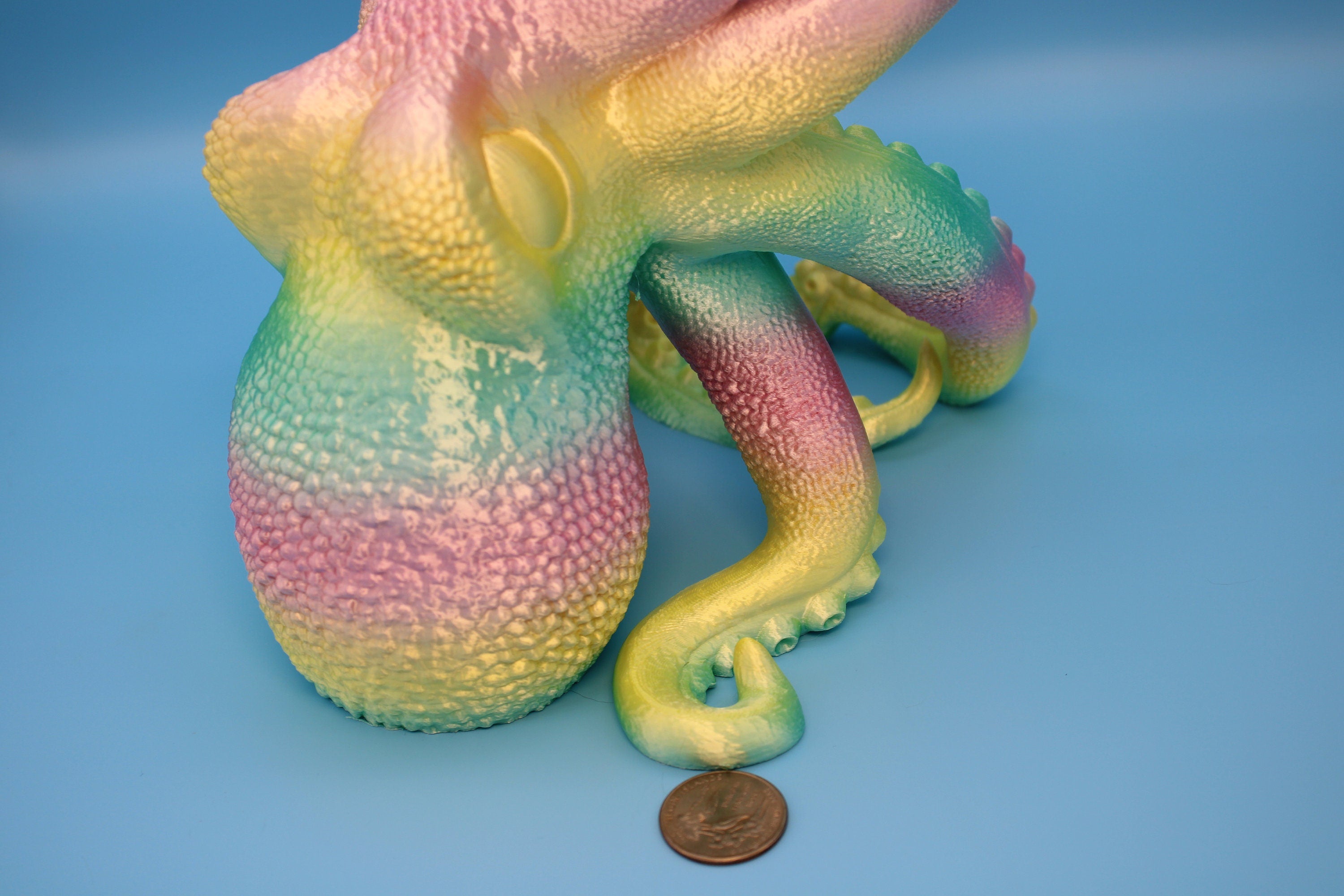 Rainbow Cute Octopus | Wine Bottle Holder | Bottle Display | 3D Printed Art | Holds Wine Bottles 750ml. standard size 9.5 in. circumference.