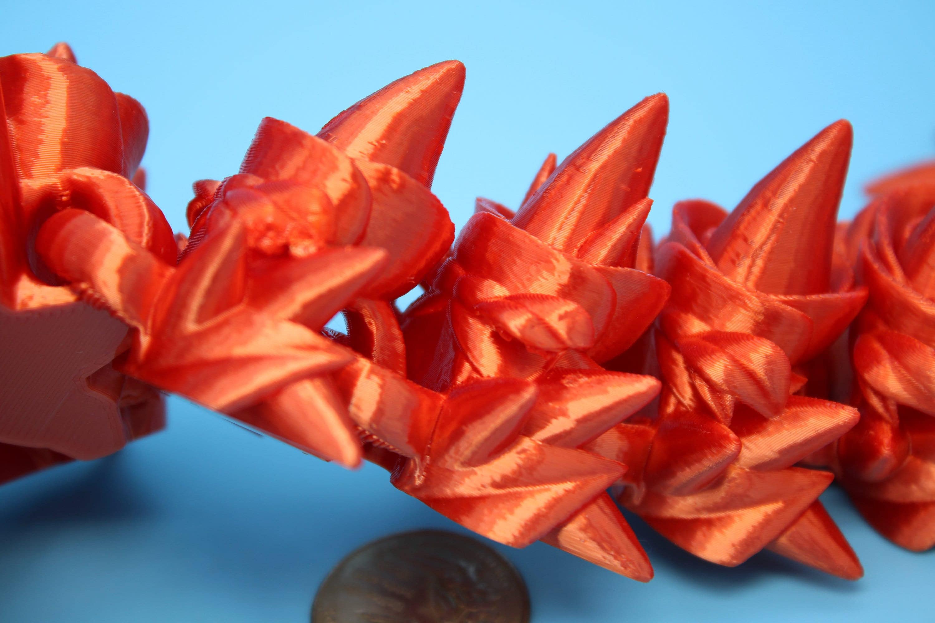 Flawed Orange Rose Articulating Dragon | 3D Printed Fidget, Adult Fidget Toy, Sensory Toy Dragon, 3d Printed Desk Toys. 29 in.