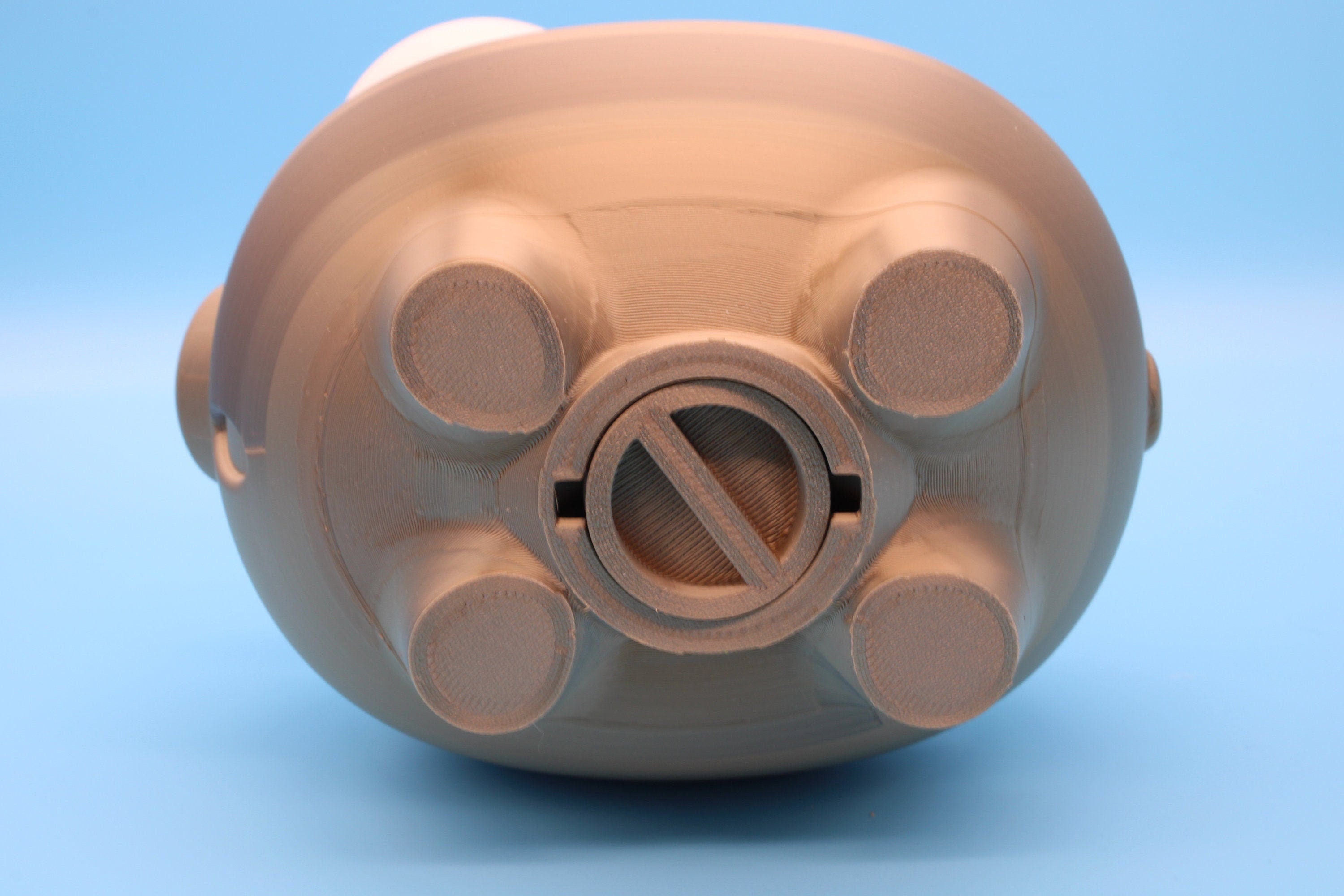 Coffee Gold Cute Piggy Bank | Eyes Do NOT Move | 3D Printed Holds Coins | Looks Amazing on display | Removable Turn Knob To Get Coins Out