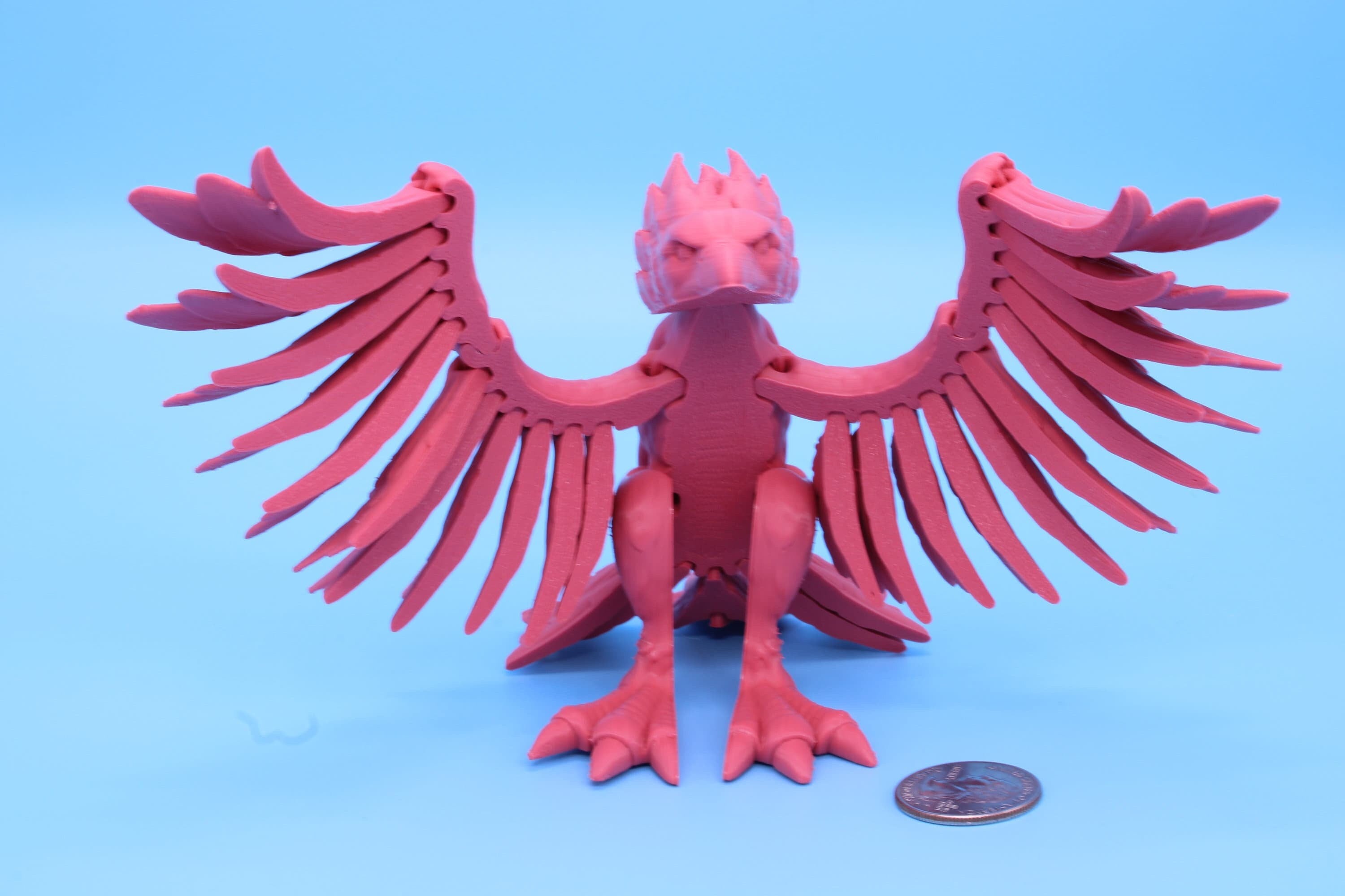 Cute Flexi Coral Phoenix. Unique 3D printed. Great Articulating fidget toy, desk, sensory toy. 4 inch Black, Pink, White