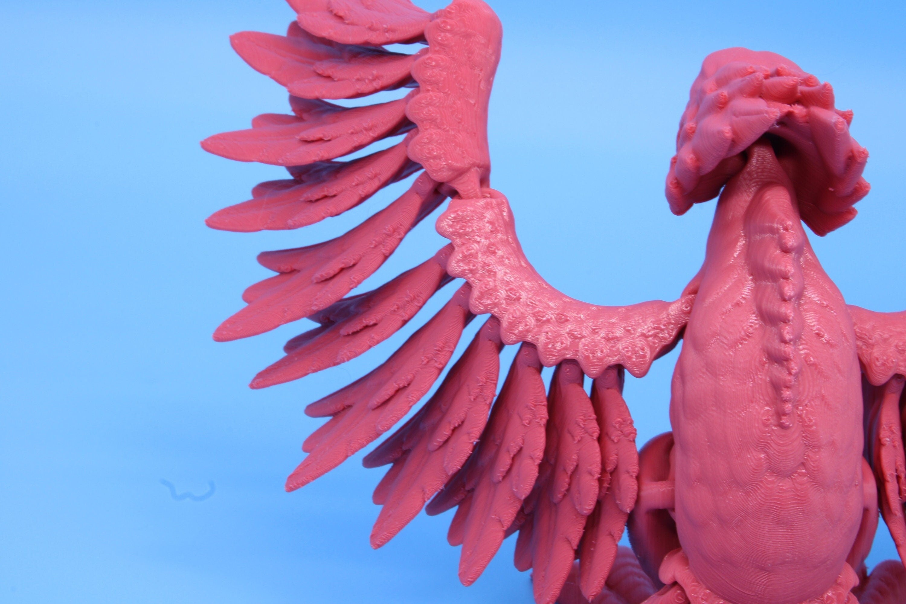 Cute Flexi Coral Phoenix. Unique 3D printed. Great Articulating fidget toy, desk, sensory toy. 4 inch Black, Pink, White