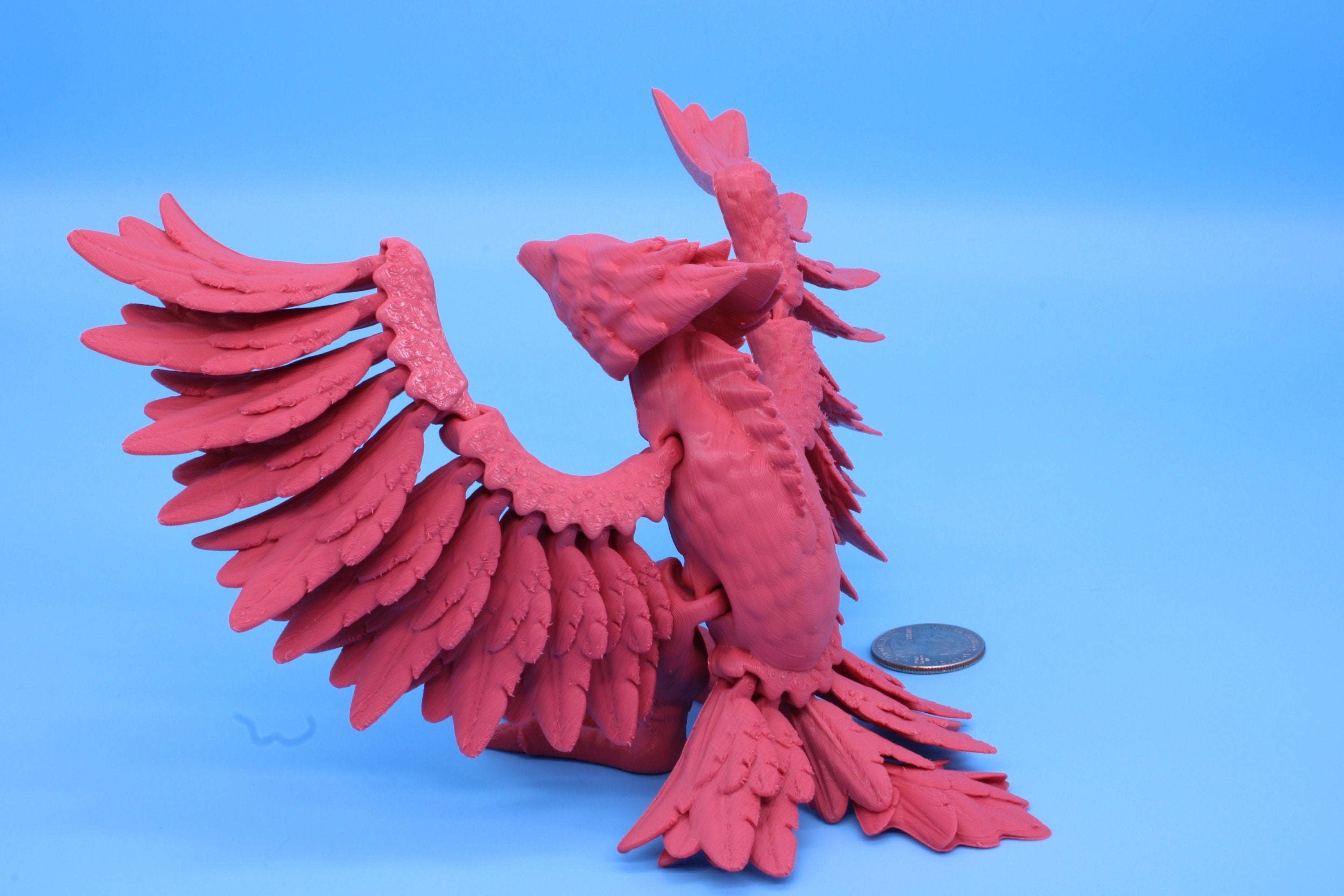Cute Flexi Coral Phoenix. Unique 3D printed. Great Articulating fidget toy, desk, sensory toy. 4 inch Black, Pink, White