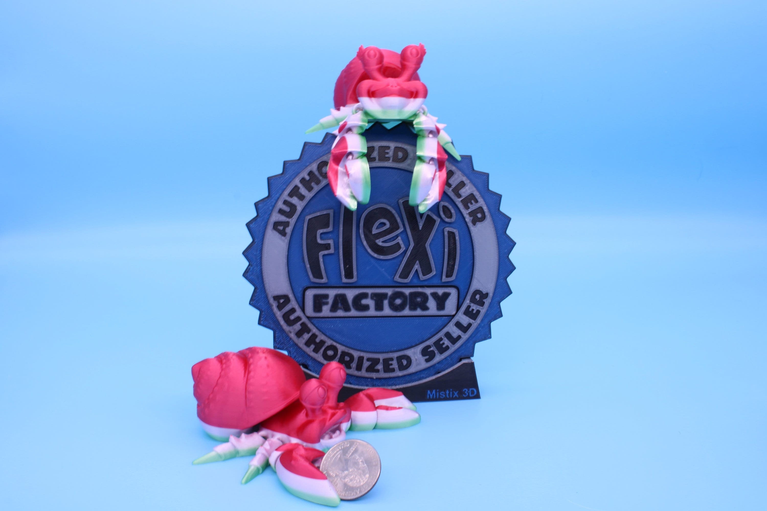 Articulating Multi Color Flexi Hermit Crab Mr. & Mrs. | 3D Printed. | Super cute, friendly crabs. | Great fidget toy, buddy, Sensory toy