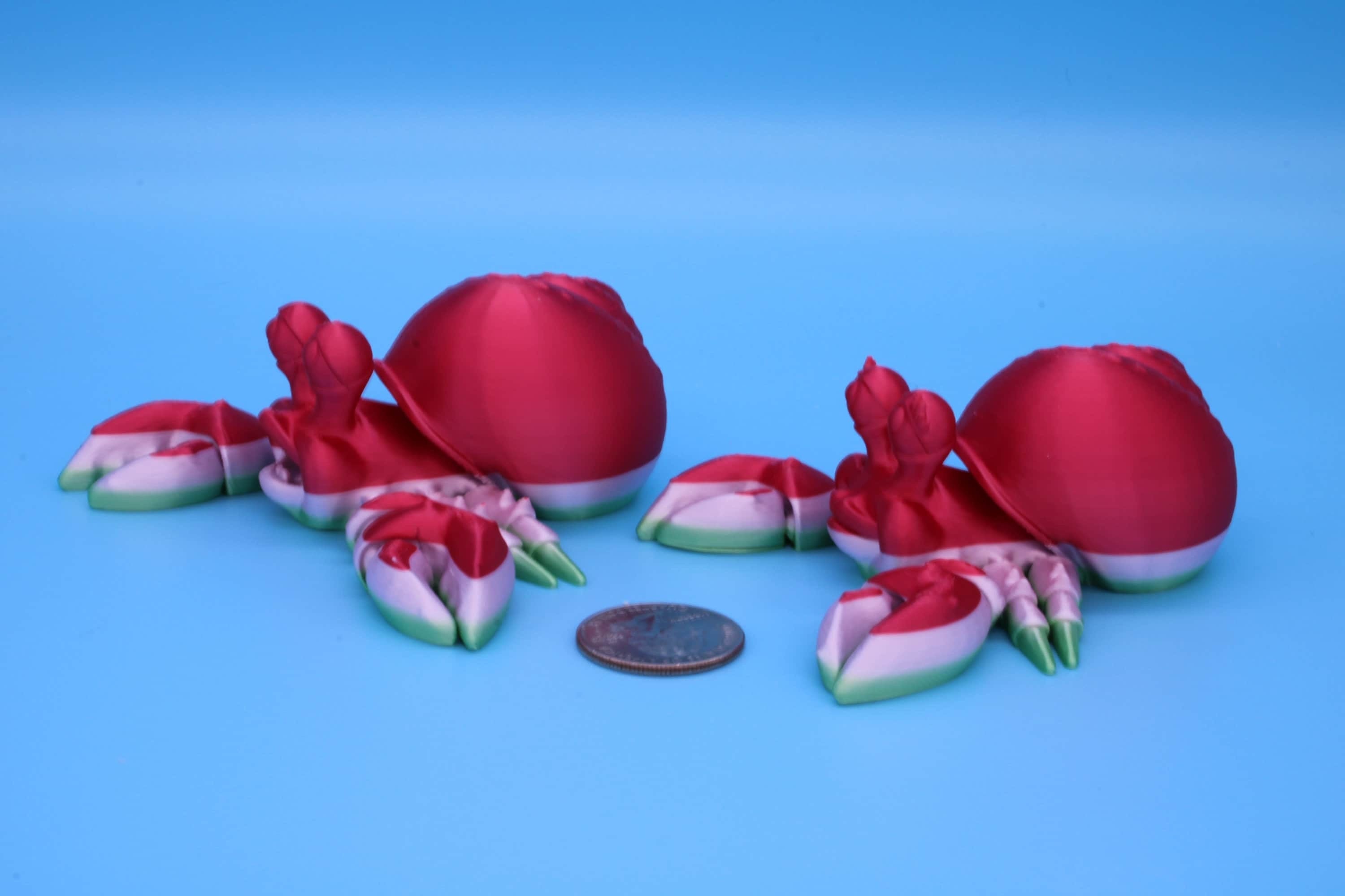 Articulating Multi Color Flexi Hermit Crab Mr. & Mrs. | 3D Printed. | Super cute, friendly crabs. | Great fidget toy, buddy, Sensory toy