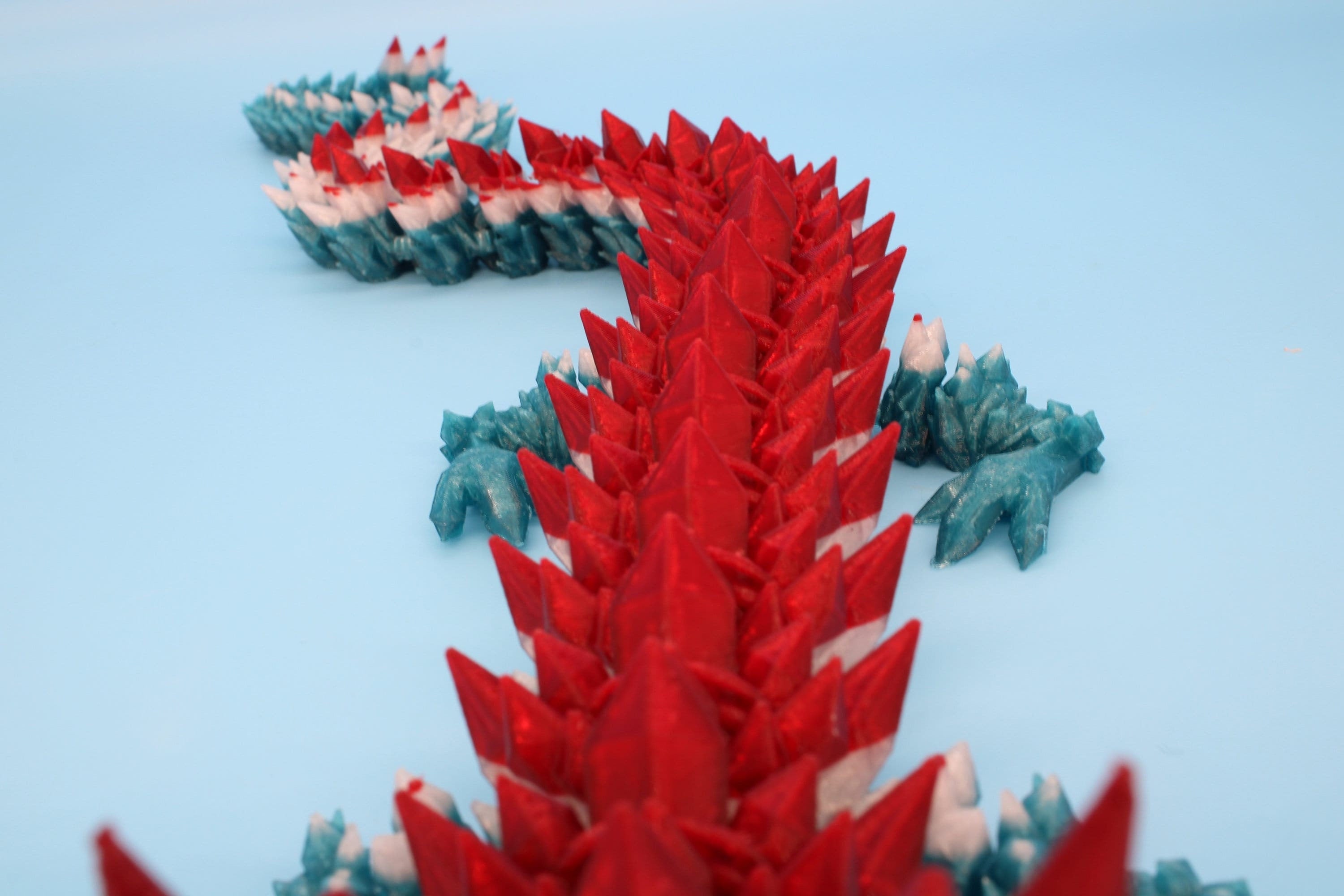 24 in. Original Crystal Rainbow Holiday Dragon. | 3D Printed | Articulating Crystal Dragon | Flexi, Adult Fidget Toy | MADE
