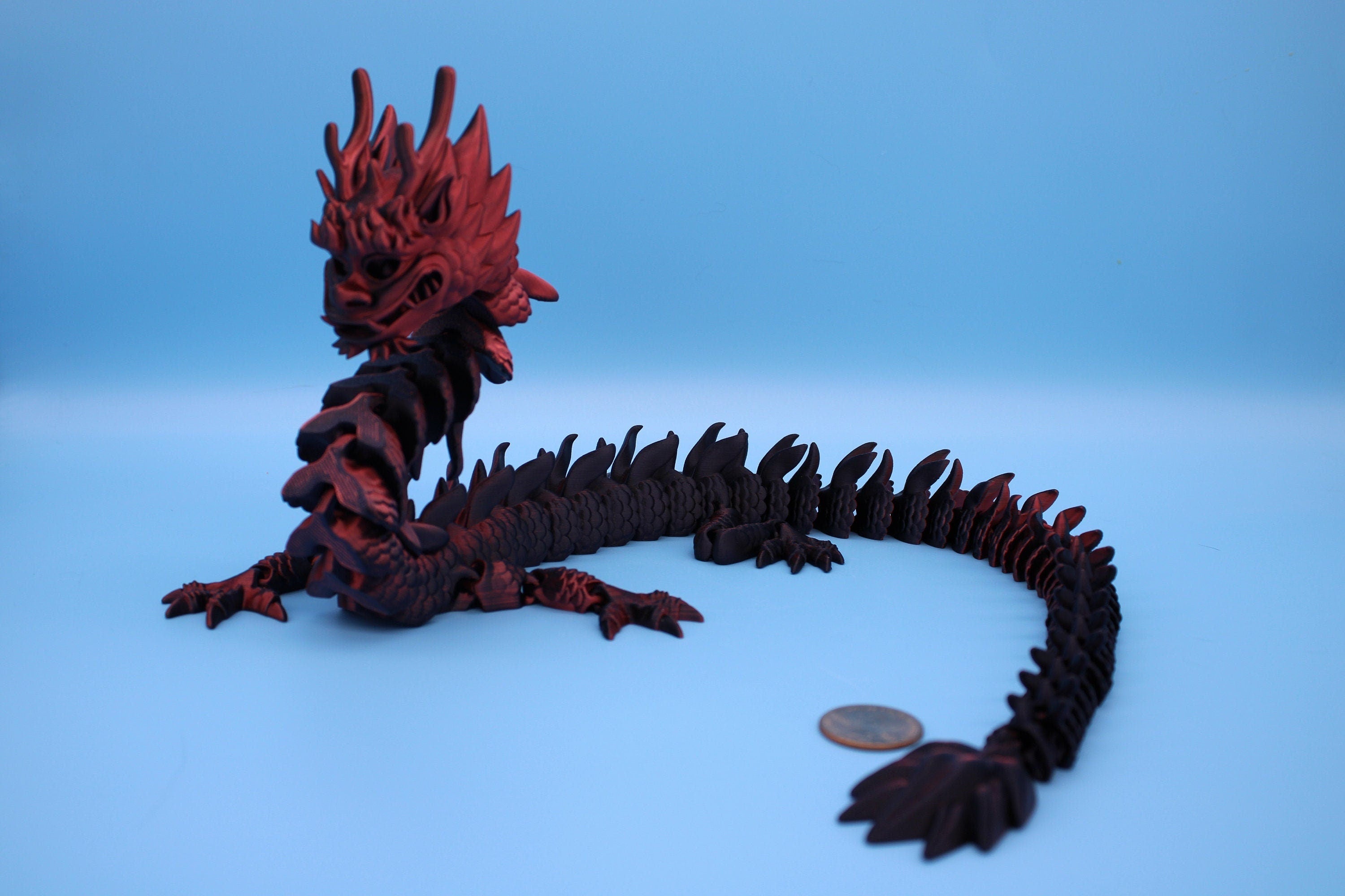 27 in. Multi Color Imperial Dragon | Fidget Toy Dragon 3D printed | Articulating Dragon | Flexi Toy | Stress Relief Gift