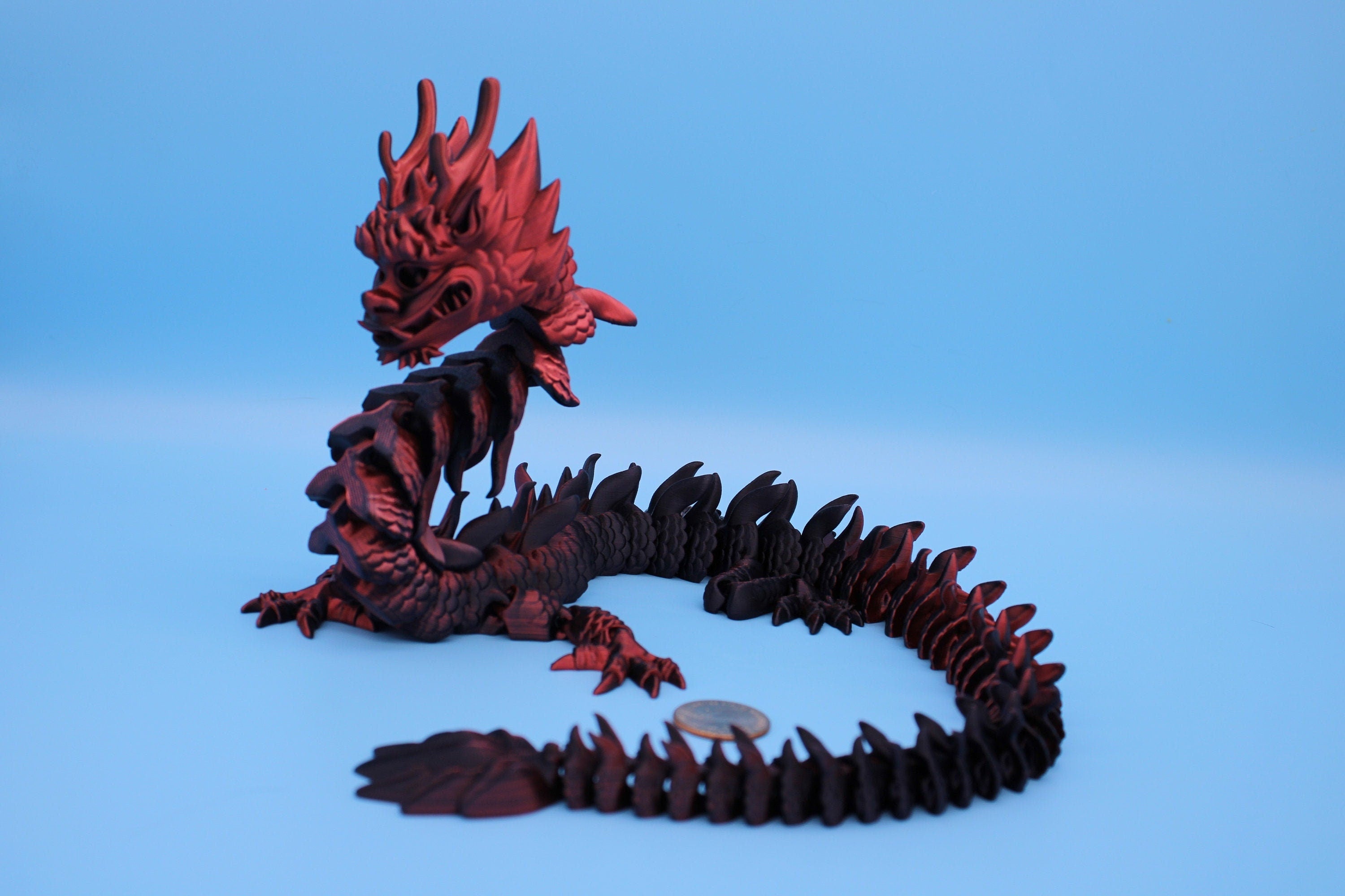 27 in. Multi Color Imperial Dragon | Fidget Toy Dragon 3D printed | Articulating Dragon | Flexi Toy | Stress Relief Gift