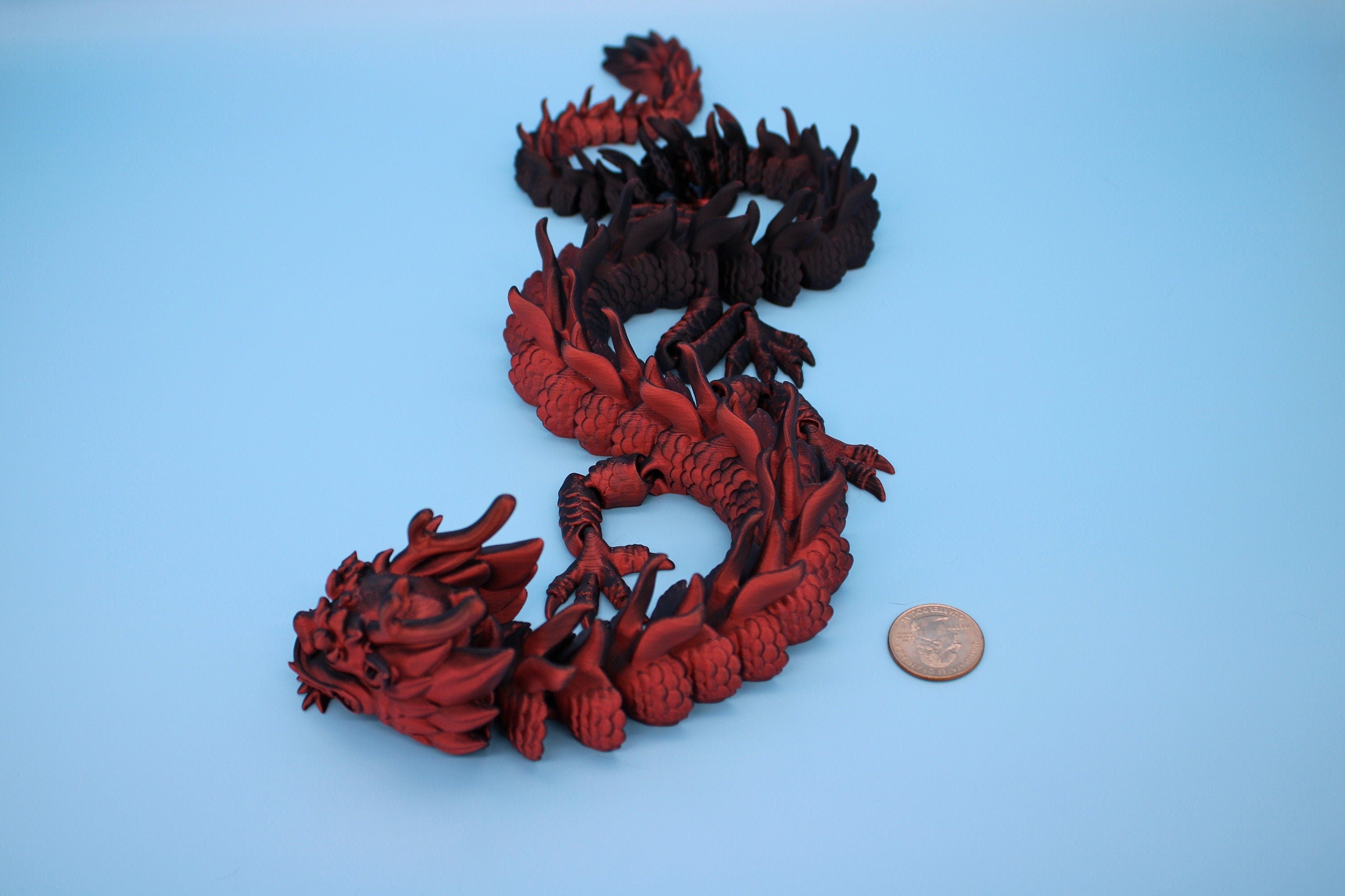 27 in. Multi Color Imperial Dragon | Fidget Toy Dragon 3D printed | Articulating Dragon | Flexi Toy | Stress Relief Gift