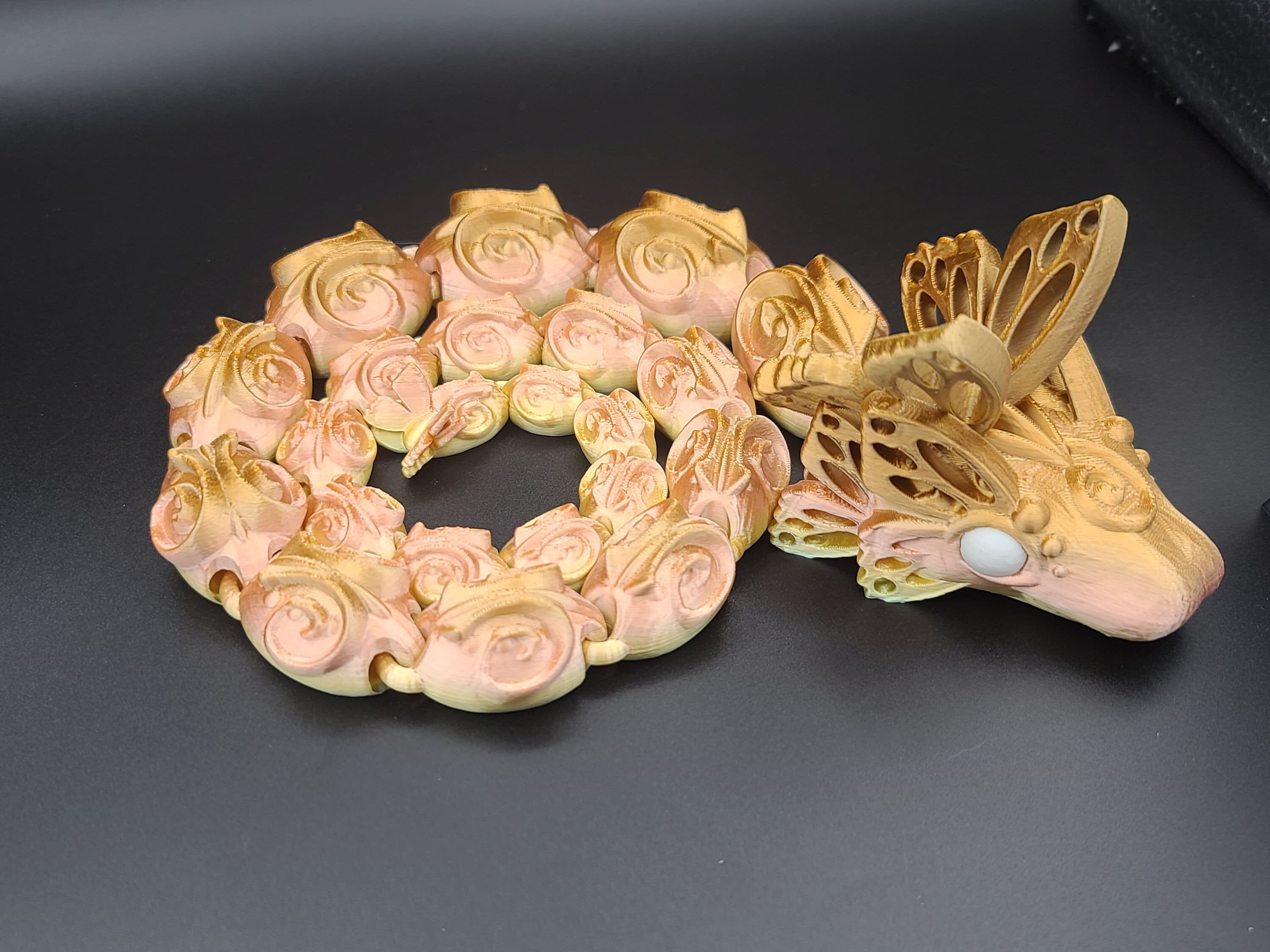 28 in Rainbow Articulated Butterfly Snake 3D printed. Fidget, Flexi, Adult, Toy Snake, 3d Printed Desk Toys. perfect gift