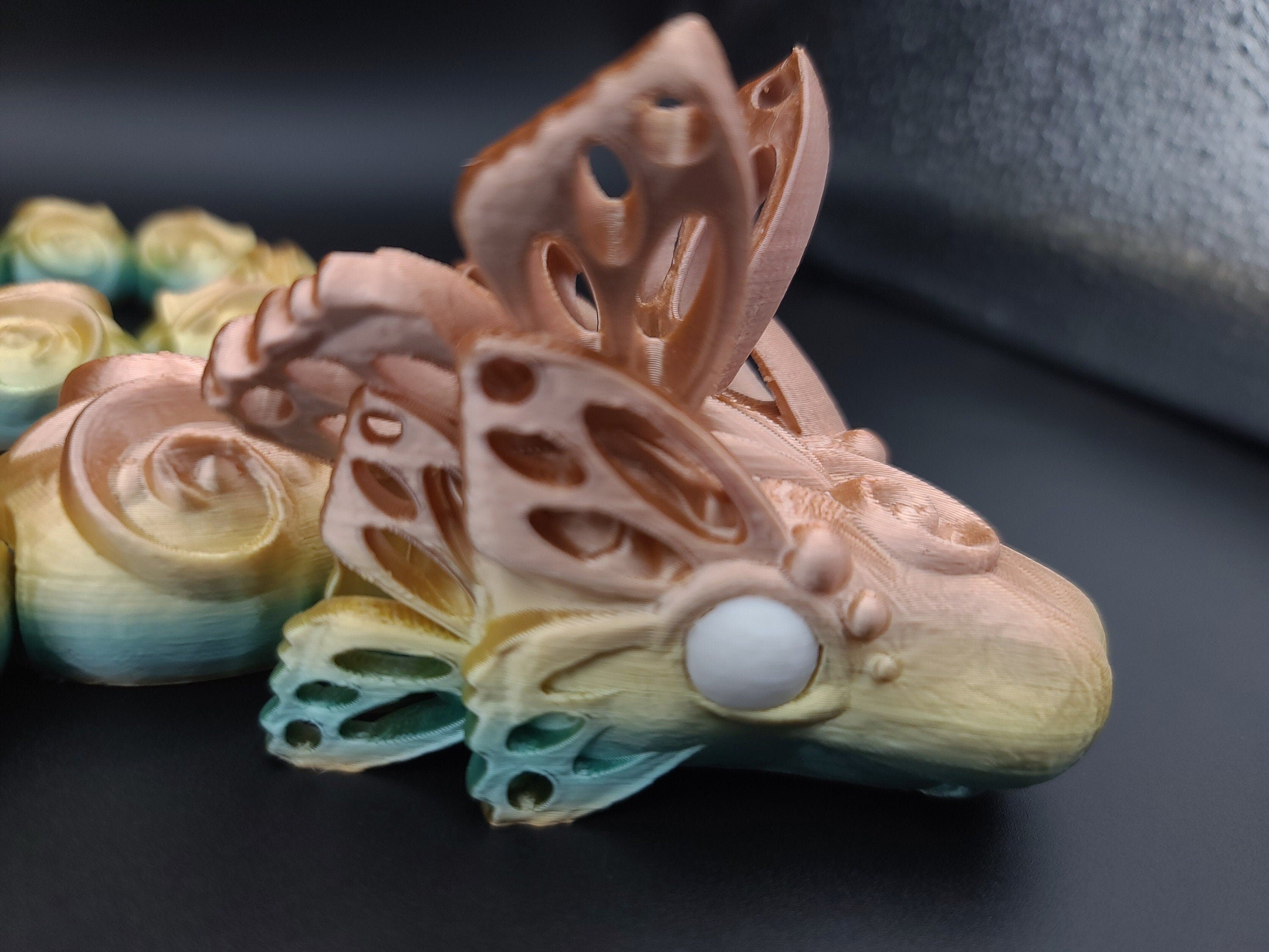 28 in Rainbow Articulated Butterfly Snake 3D printed. Fidget, Flexi, Adult, Toy Snake, 3d Printed Desk Toys. perfect sensory toy.