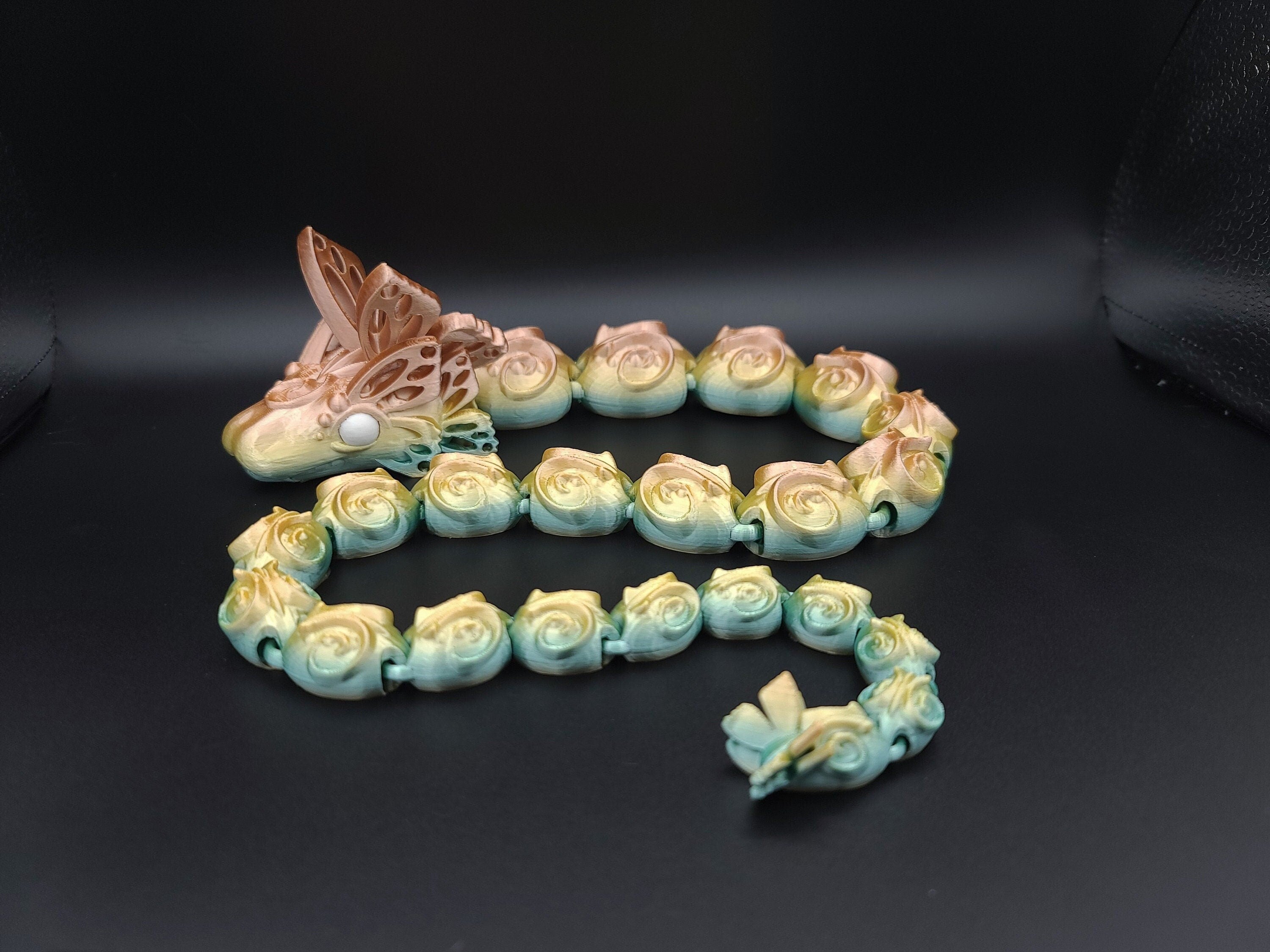 28 in Rainbow Articulated Butterfly Snake 3D printed. Fidget, Flexi, Adult, Toy Snake, 3d Printed Desk Toys. perfect sensory toy.