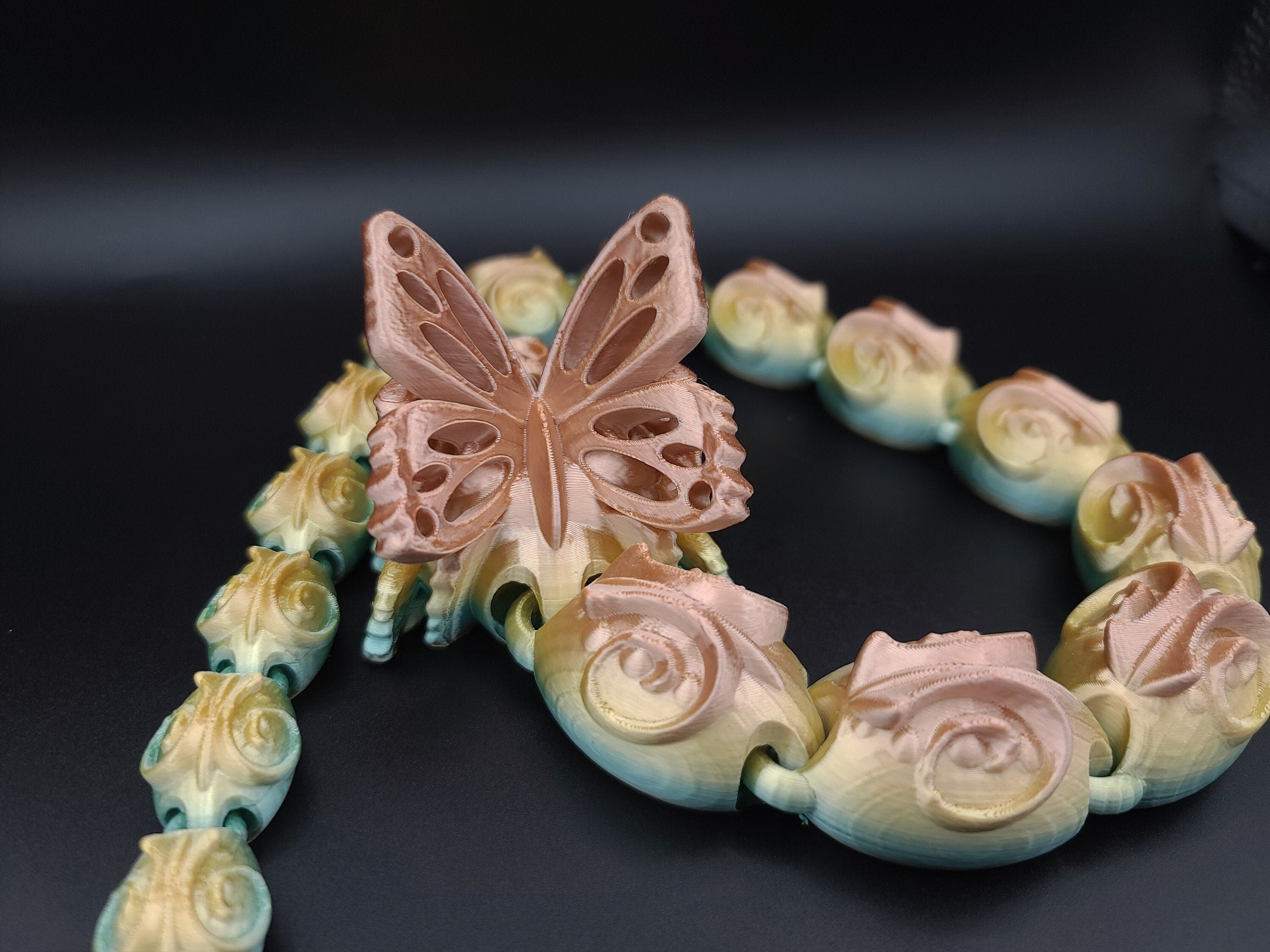 28 in Rainbow Articulated Butterfly Snake 3D printed. Fidget, Flexi, Adult, Toy Snake, 3d Printed Desk Toys. perfect sensory toy.