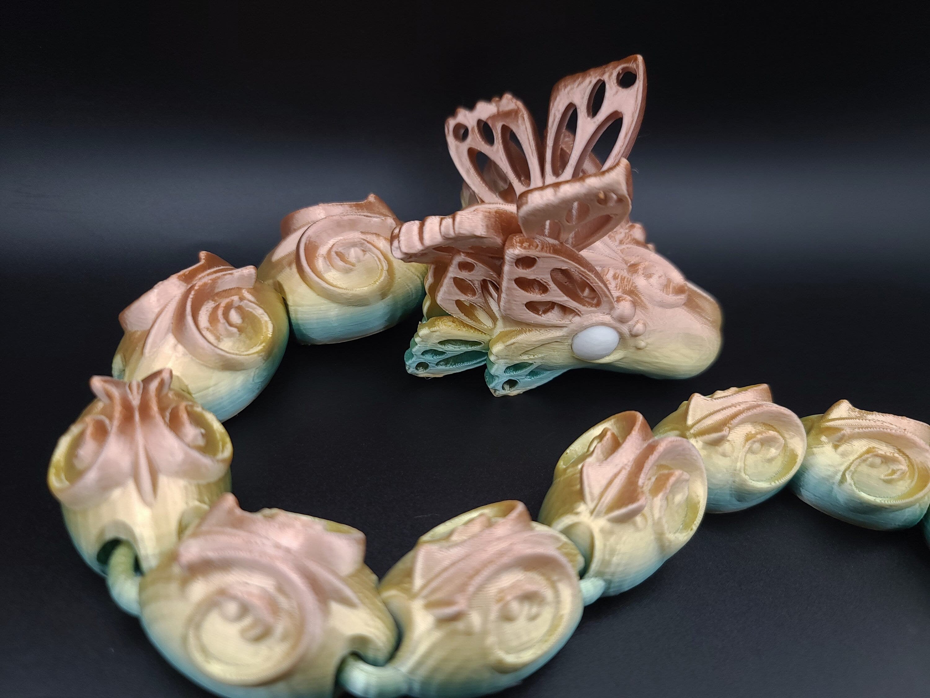 28 in Rainbow Articulated Butterfly Snake 3D printed. Fidget, Flexi, Adult, Toy Snake, 3d Printed Desk Toys. perfect sensory toy.