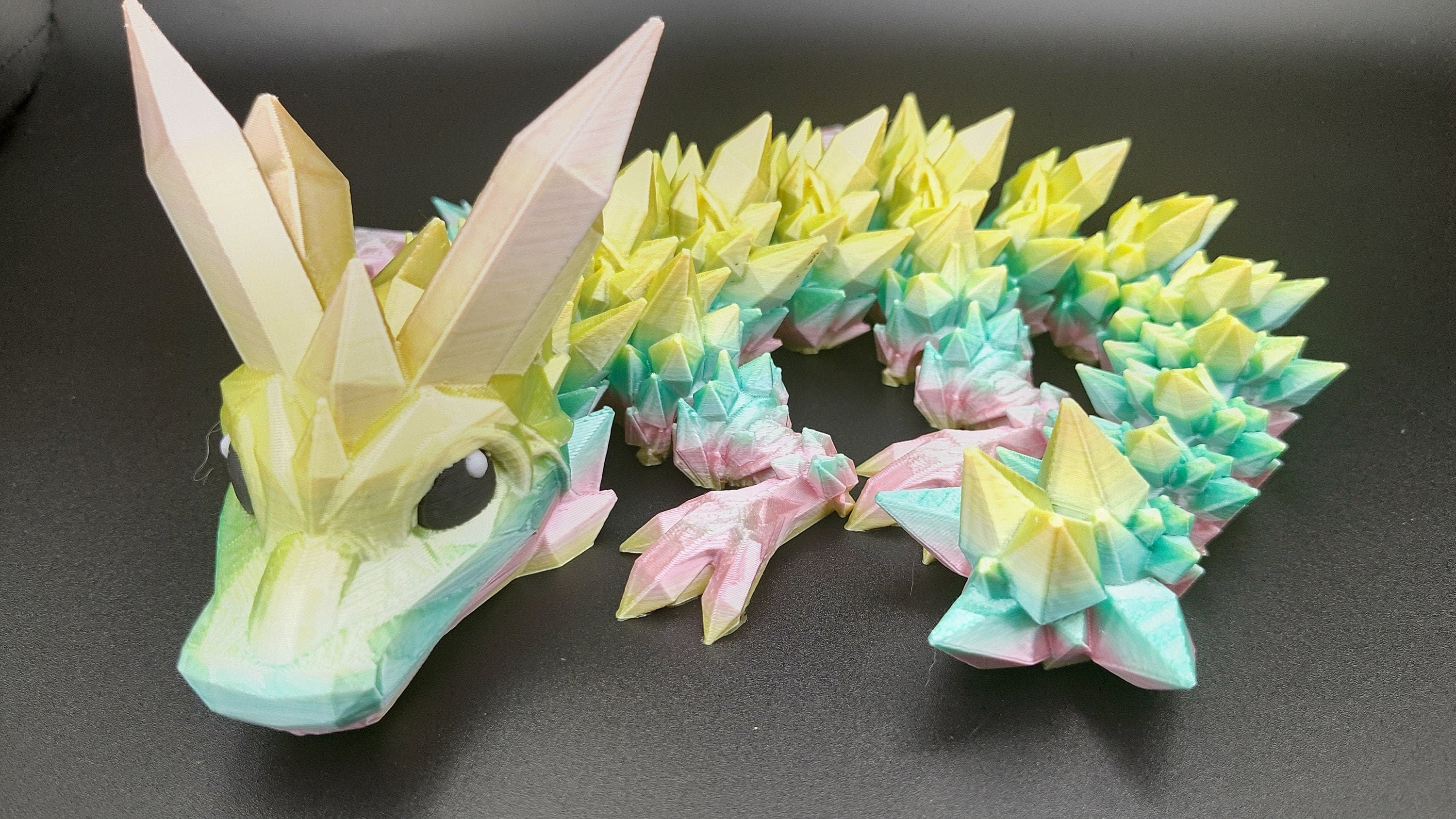 Crystal Baby Dragon | 3D Printed Crystal Dragon | 11.5 inches | Dragon friend | Adopt this dragon today (made) | Fidget Toy | Flexi Dragon.