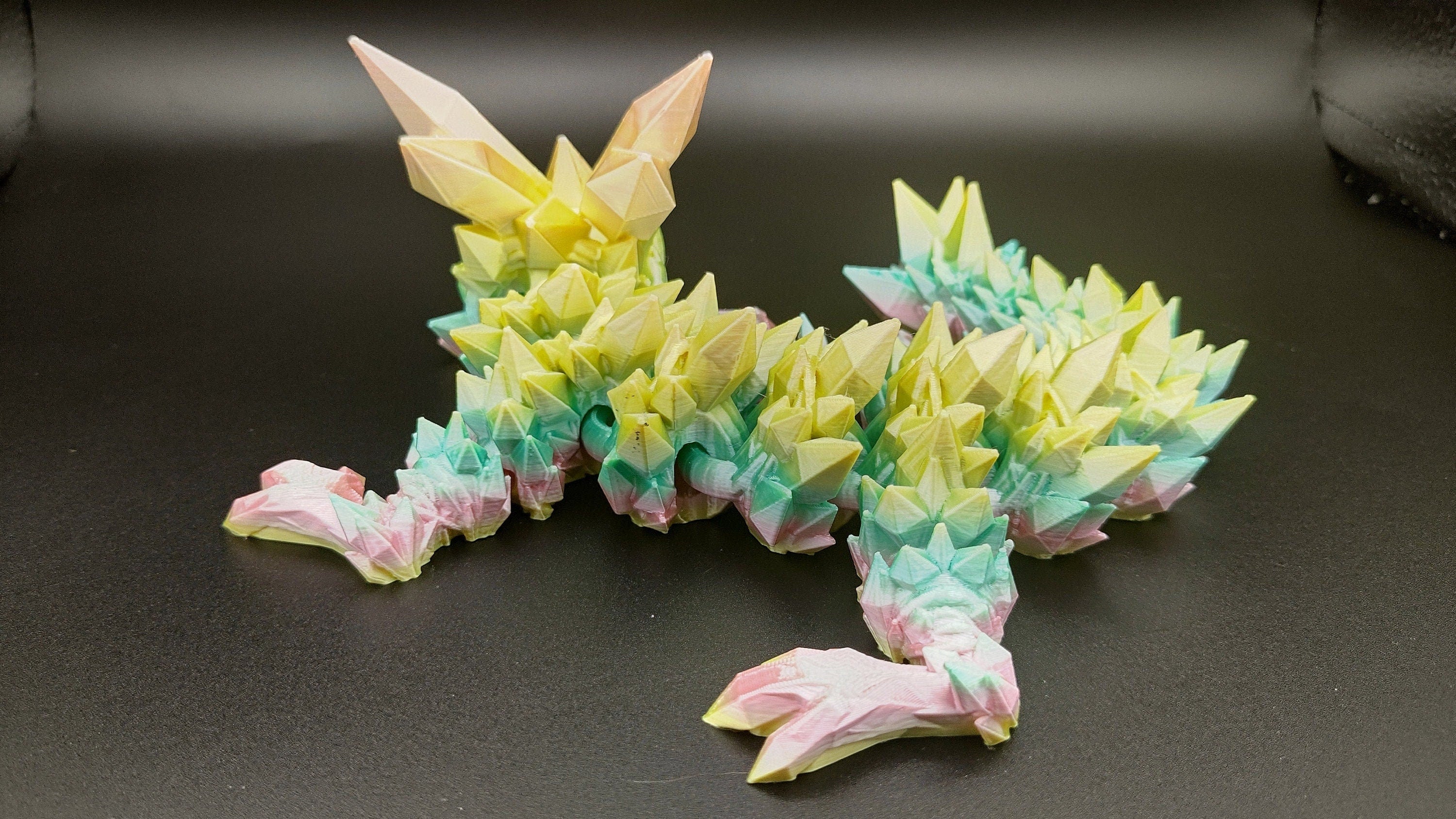 Crystal Baby Dragon | 3D Printed Crystal Dragon | 11.5 inches | Dragon friend | Adopt this dragon today (made) | Fidget Toy | Flexi Dragon.