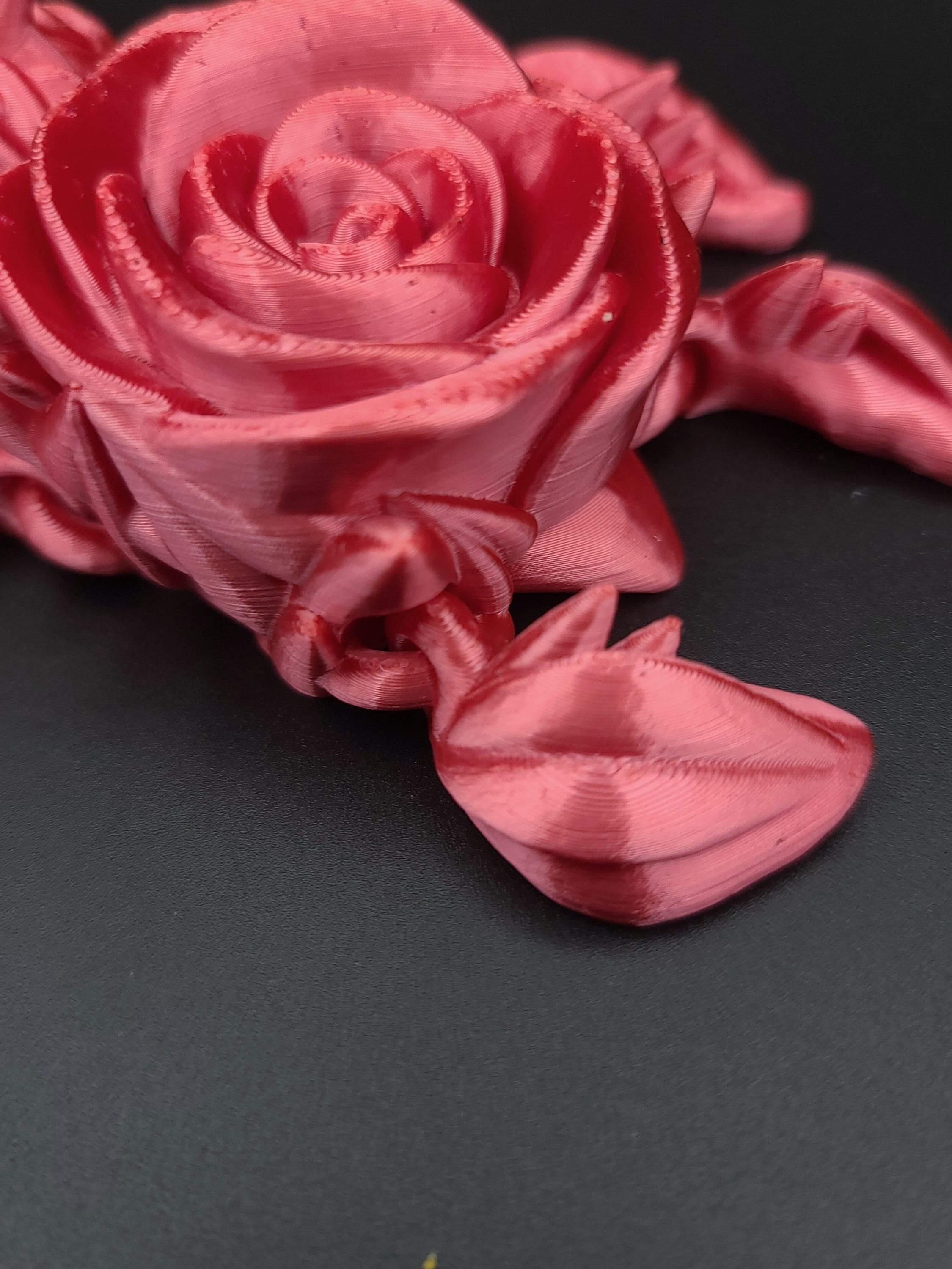 3D printed Silk Red Articulating Rose Turtle. Flexi, Fidget Roseurtle adult toy. 4.5 inch. Adorable Rose turtle buddy. Great gift!
