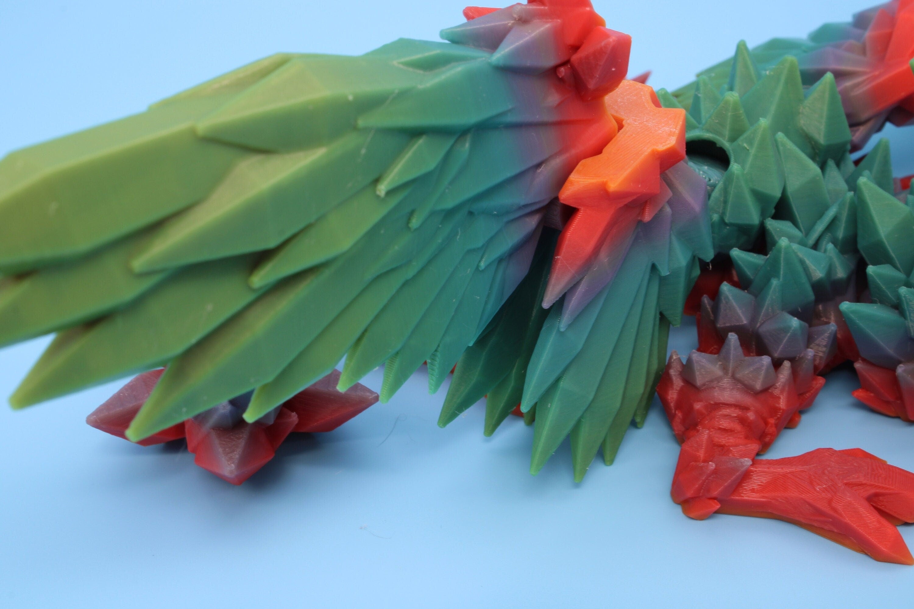 Baby Rainbow Crystal Winged Dragon. 3D printed articulating dragon Fidget, Flexi, Toy 11.5 in. Stress Relief, Gift. flexi Toy