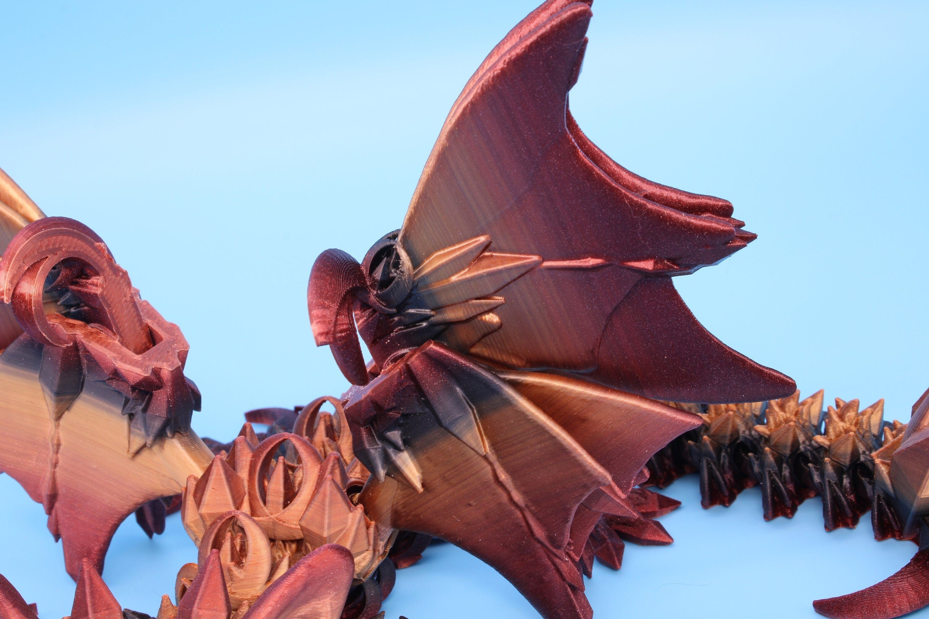 Bat Dragon | Night Wing | Articulating Dragon | 3D Printed Fidget | Flexi Toy | Adult Fidget Toy | Sensory Desk Toy | 12.5 in.