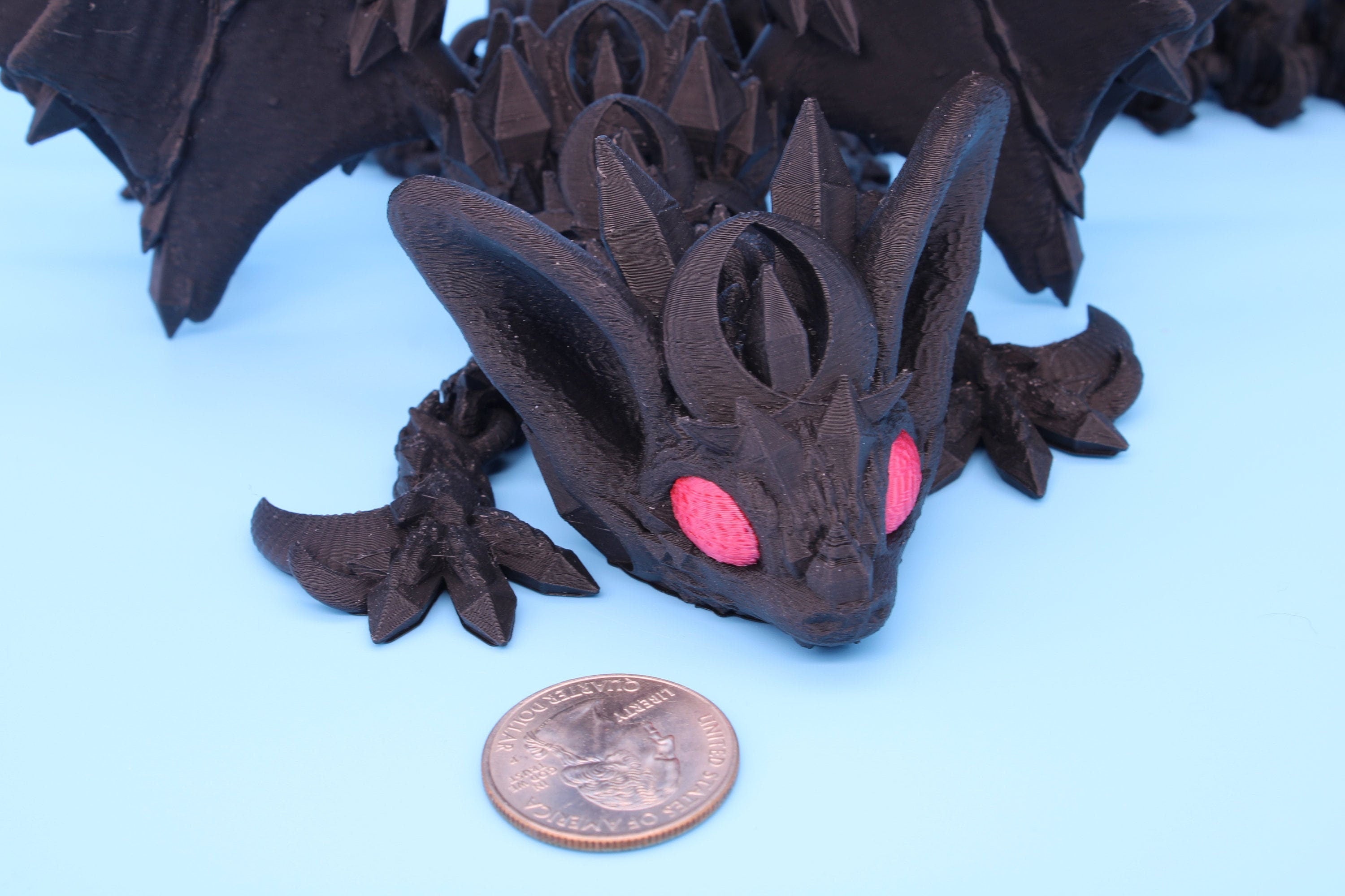 Bat Dragon | Night Wing | Articulating Dragon | 3D Printed Fidget | Flexi Toy | Adult Fidget Toy | Sensory Desk Toy | 12.5 in.