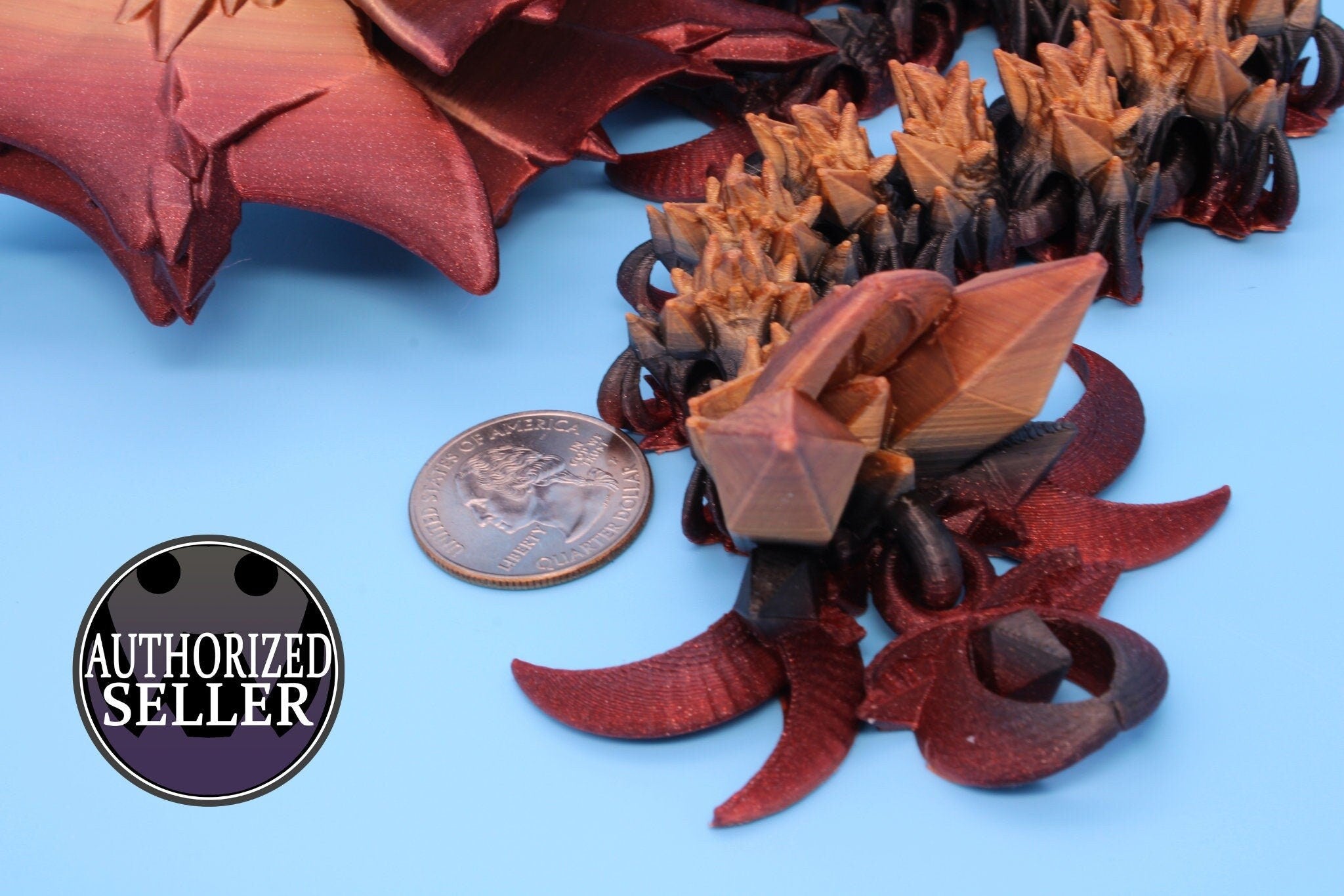 Bat Dragon | Night Wing | Articulating Dragon | 3D Printed Fidget | Flexi Toy | Adult Fidget Toy | Sensory Desk Toy | 12.5 in.