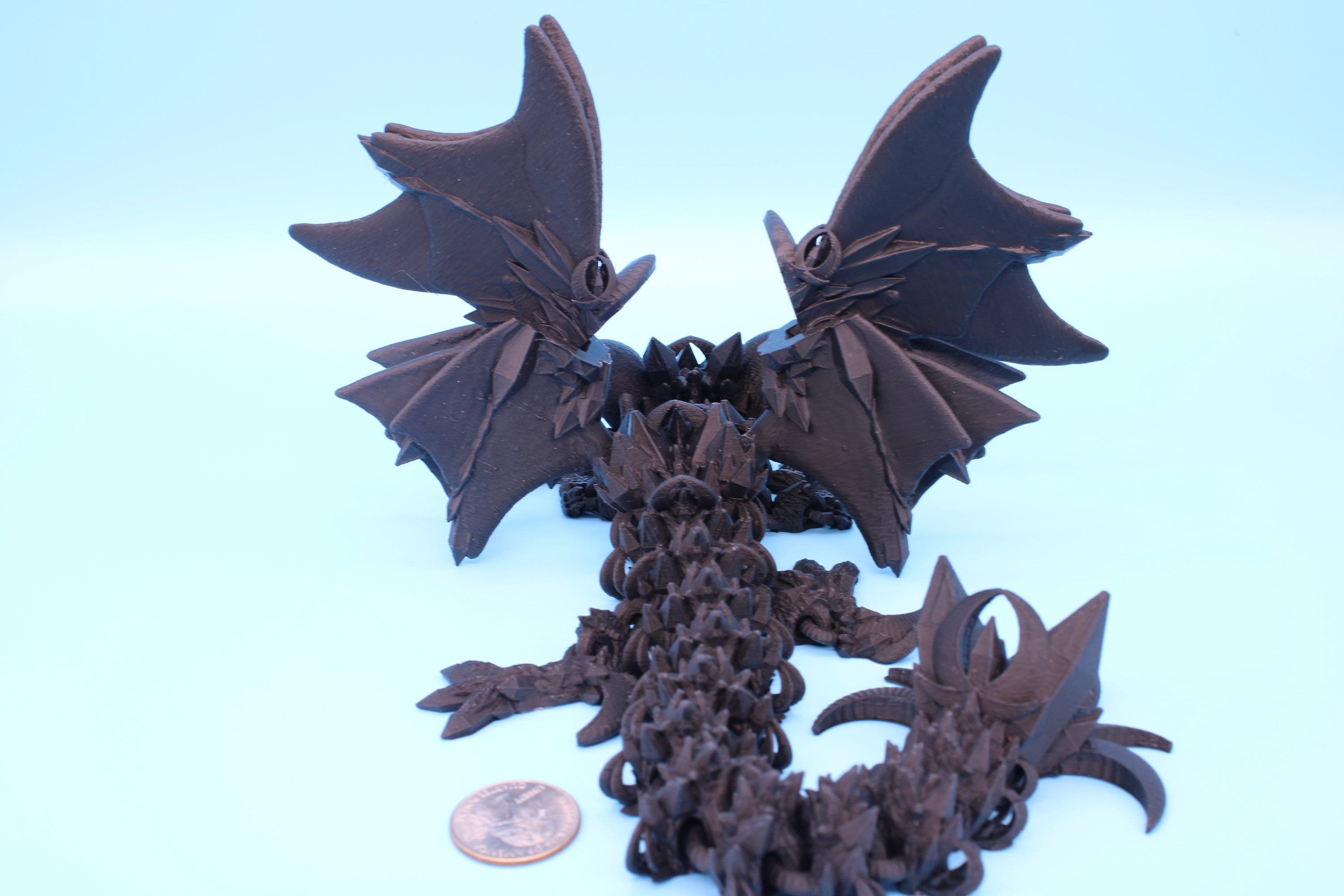 Bat Dragon | Night Wing | Articulating Dragon | 3D Printed Fidget | Flexi Toy | Adult Fidget Toy | Sensory Desk Toy | 12.5 in.