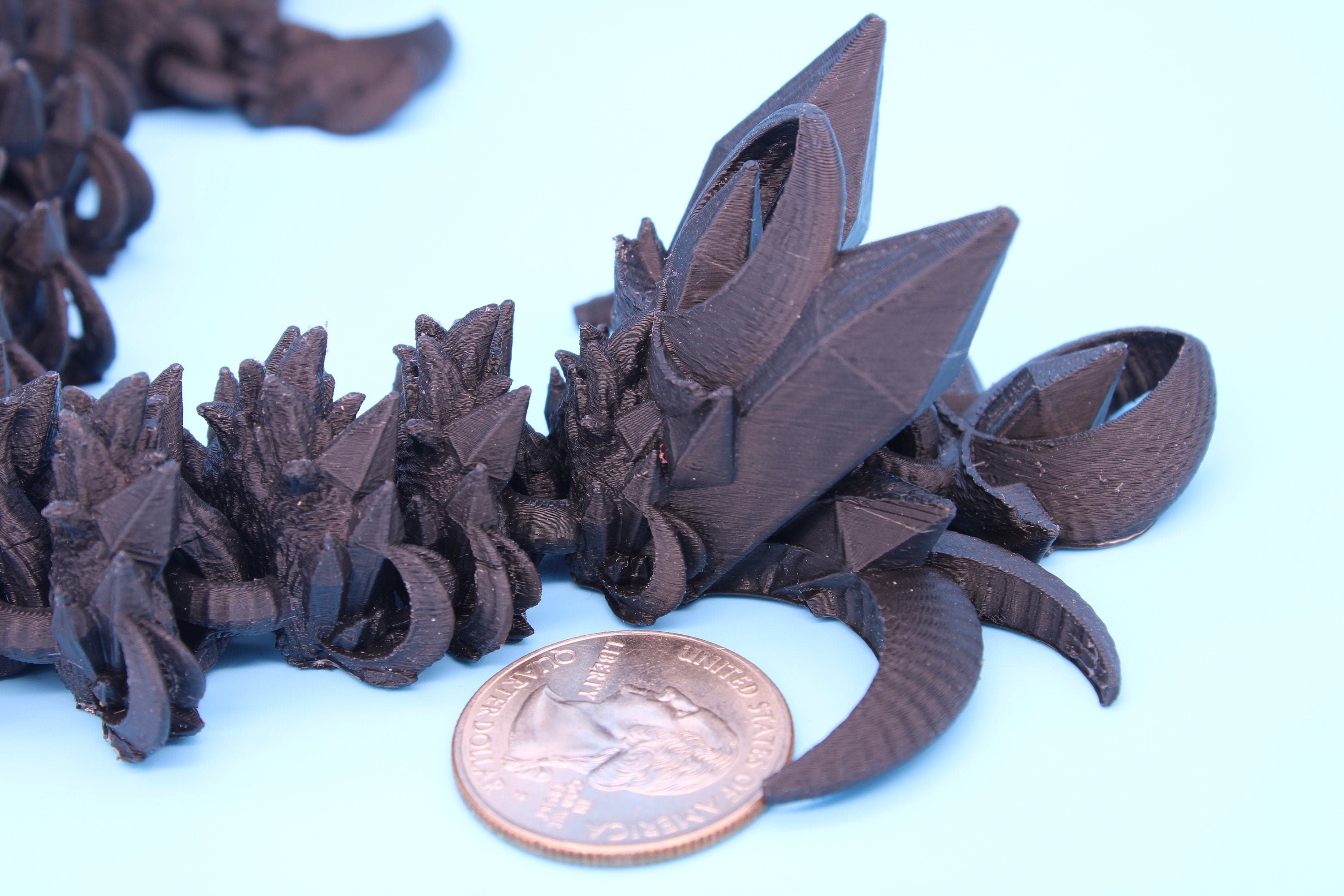 Bat Dragon | Night Wing | Articulating Dragon | 3D Printed Fidget | Flexi Toy | Adult Fidget Toy | Sensory Desk Toy | 12.5 in.