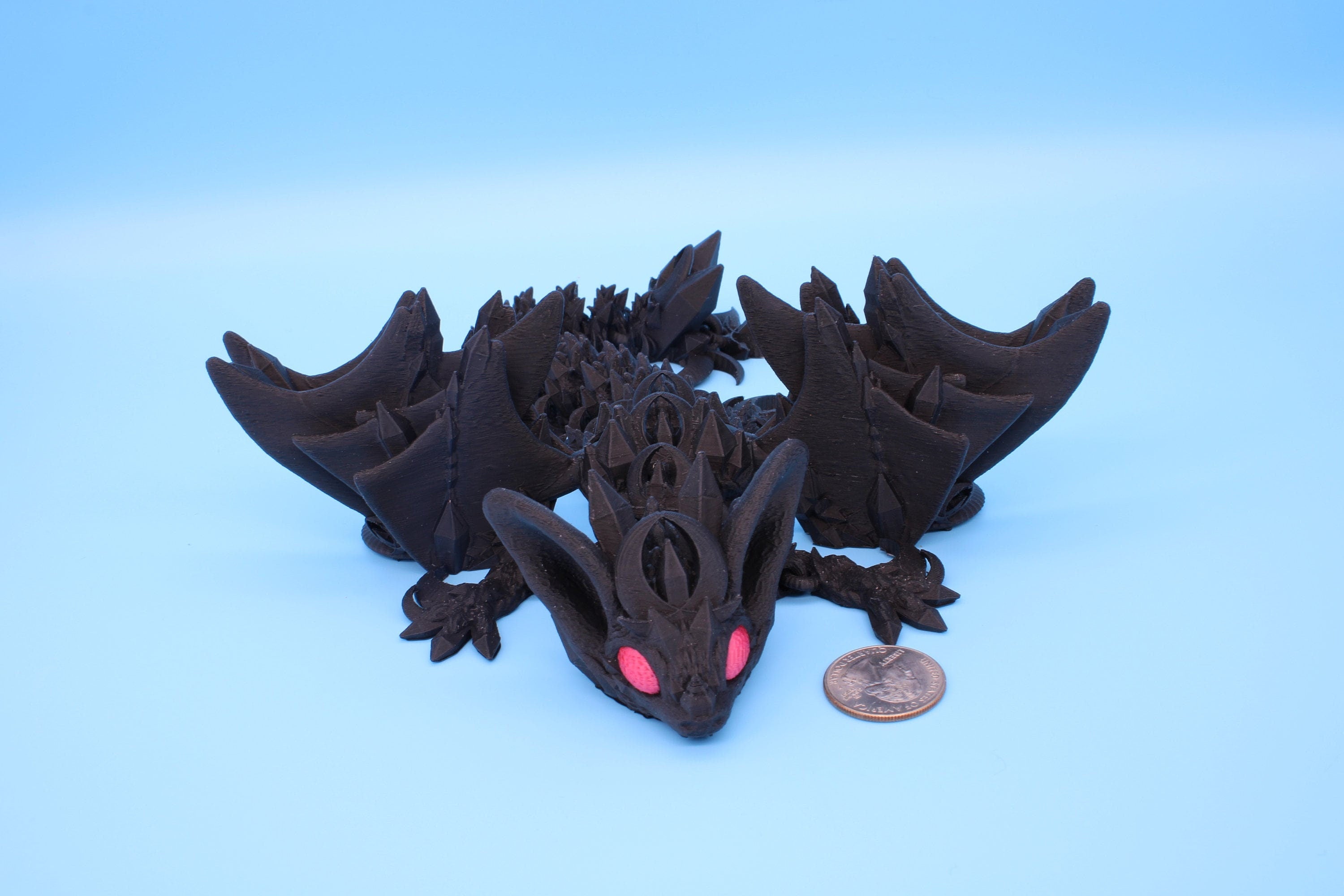 Bat Dragon | Night Wing | Articulating Dragon | 3D Printed Fidget | Flexi Toy | Adult Fidget Toy | Sensory Desk Toy | 12.5 in.