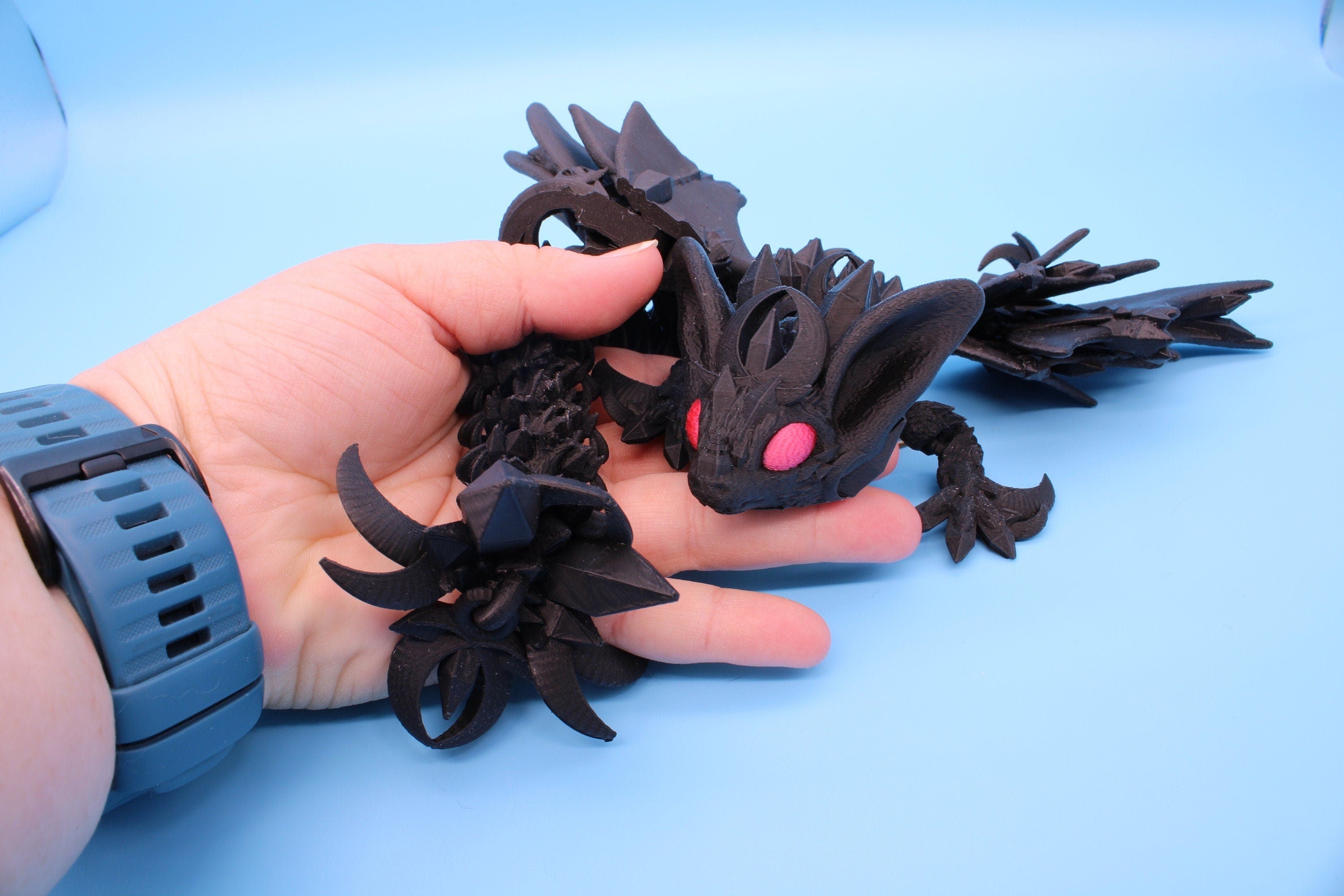 Bat Dragon | Night Wing | Articulating Dragon | 3D Printed Fidget | Flexi Toy | Adult Fidget Toy | Sensory Desk Toy | 12.5 in.