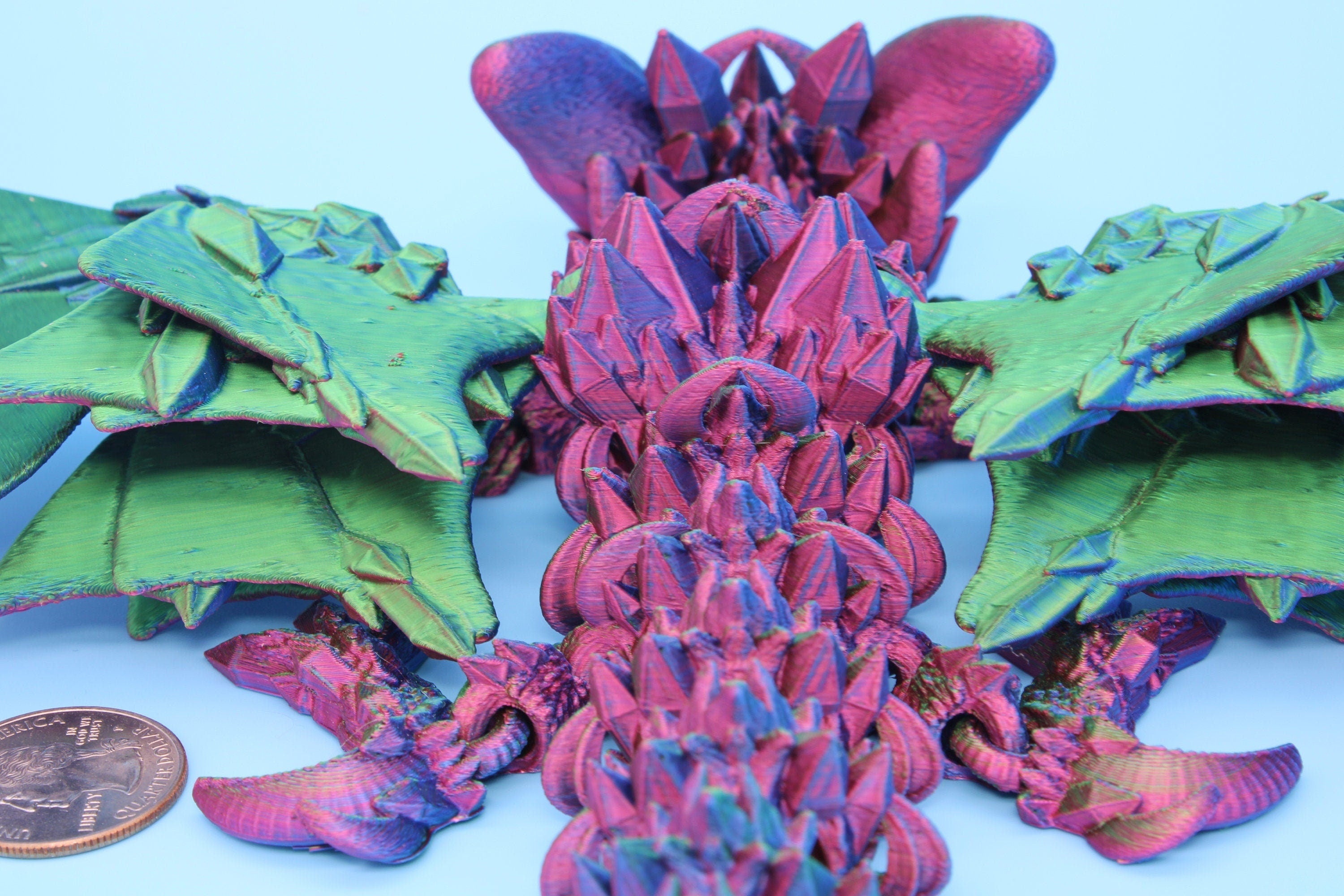 Bat Dragon | Night Wing | Articulating Dragon | 3D Printed Fidget | Flexi Toy | Adult Fidget Toy | Sensory Desk Toy | 12.5 in.