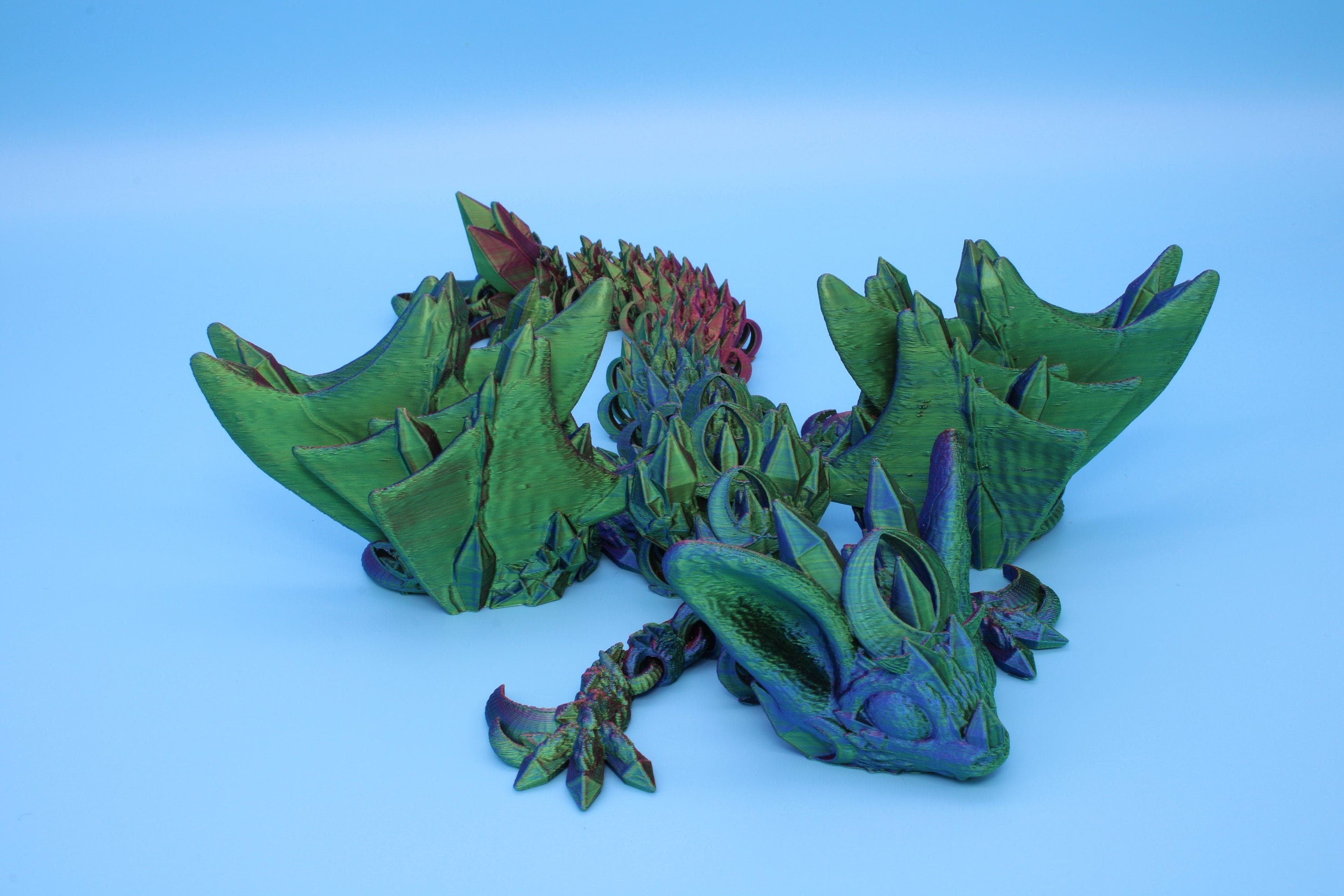 Bat Dragon | Night Wing | Articulating Dragon | 3D Printed Fidget | Flexi Toy | Adult Fidget Toy | Sensory Desk Toy | 12.5 in.
