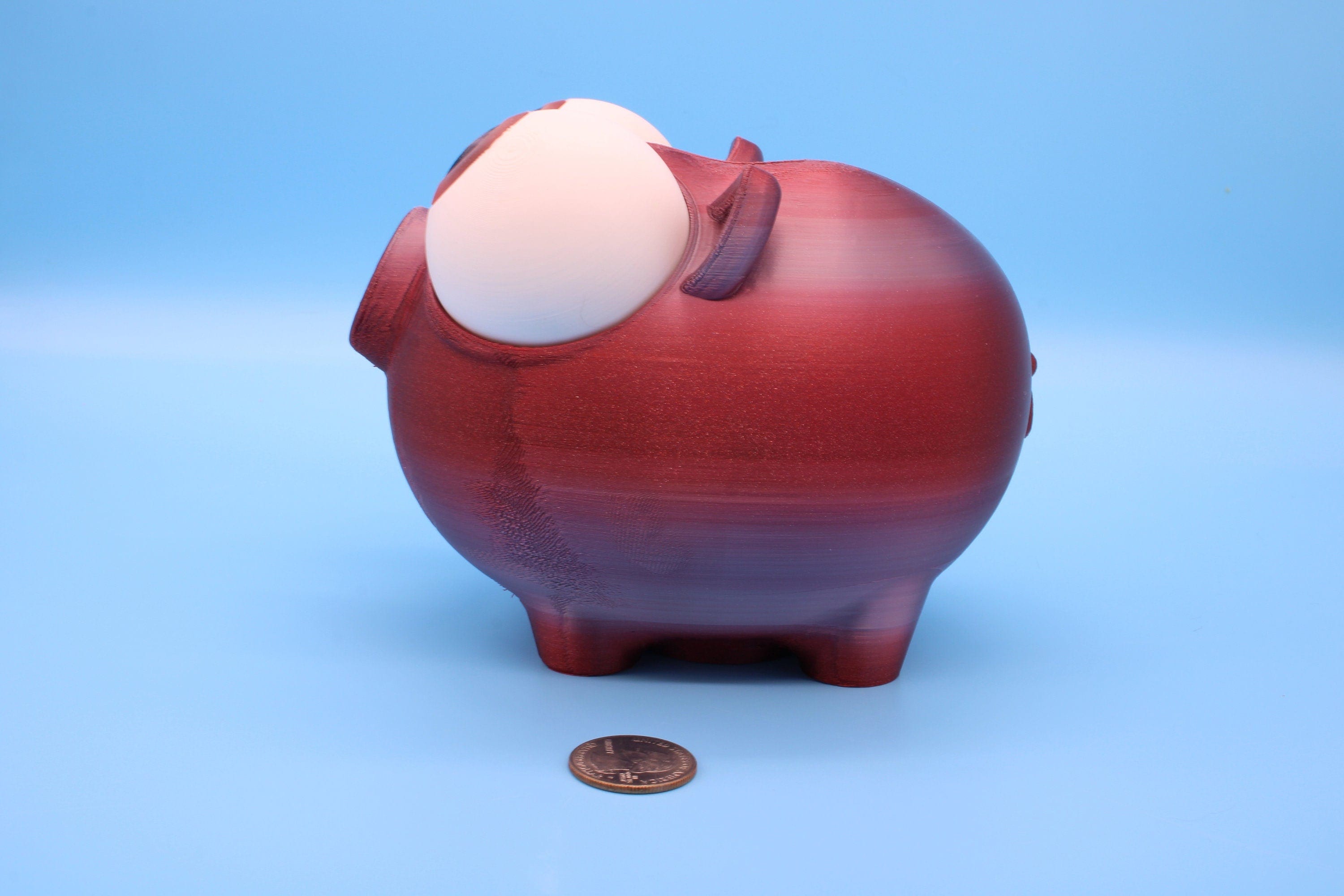 Multi Color Cute Piggy Bank | Eyes Do NOT Move | 3D Printed. Holds Coins | Looks Amazing on display | Removable Turn Knob To Get Coins Out.