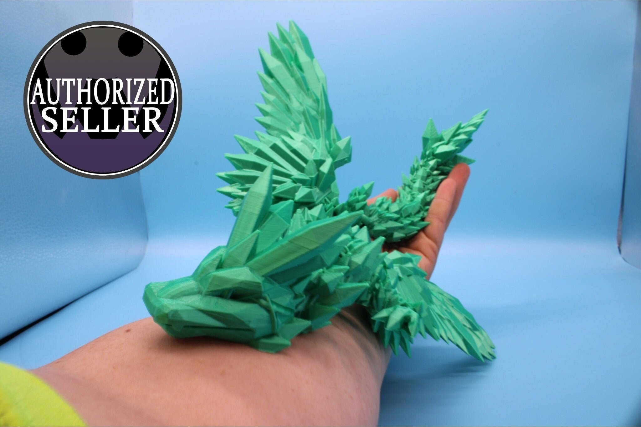 Flawed Crystal Winged Dragon |Crystal Wing Dragon 3D printed | Articulating Dragon. | B stock | Flexi Toy | 18 in. long| Stress Relief Gift