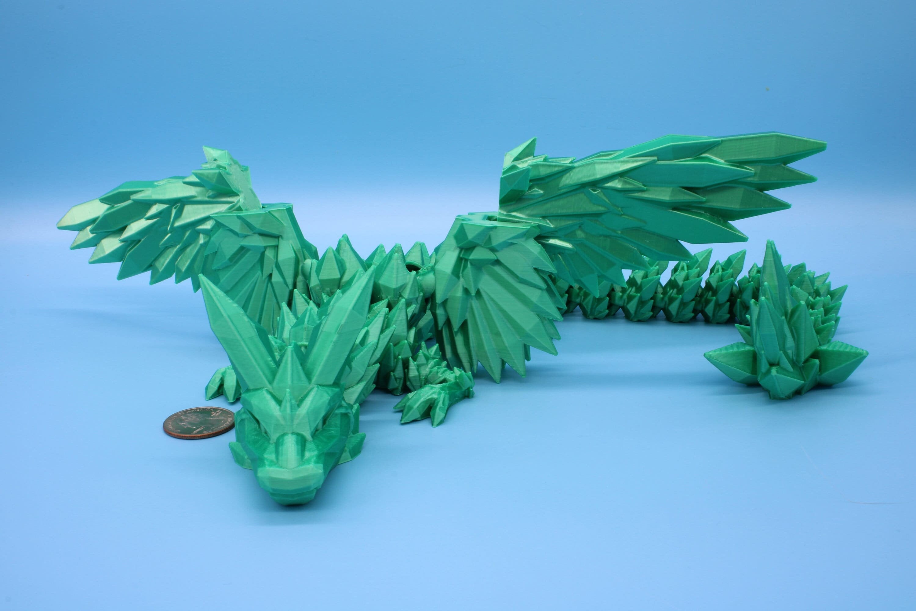 Flawed Crystal Winged Dragon |Crystal Wing Dragon 3D printed | Articulating Dragon. | B stock | Flexi Toy | 18 in. long| Stress Relief Gift