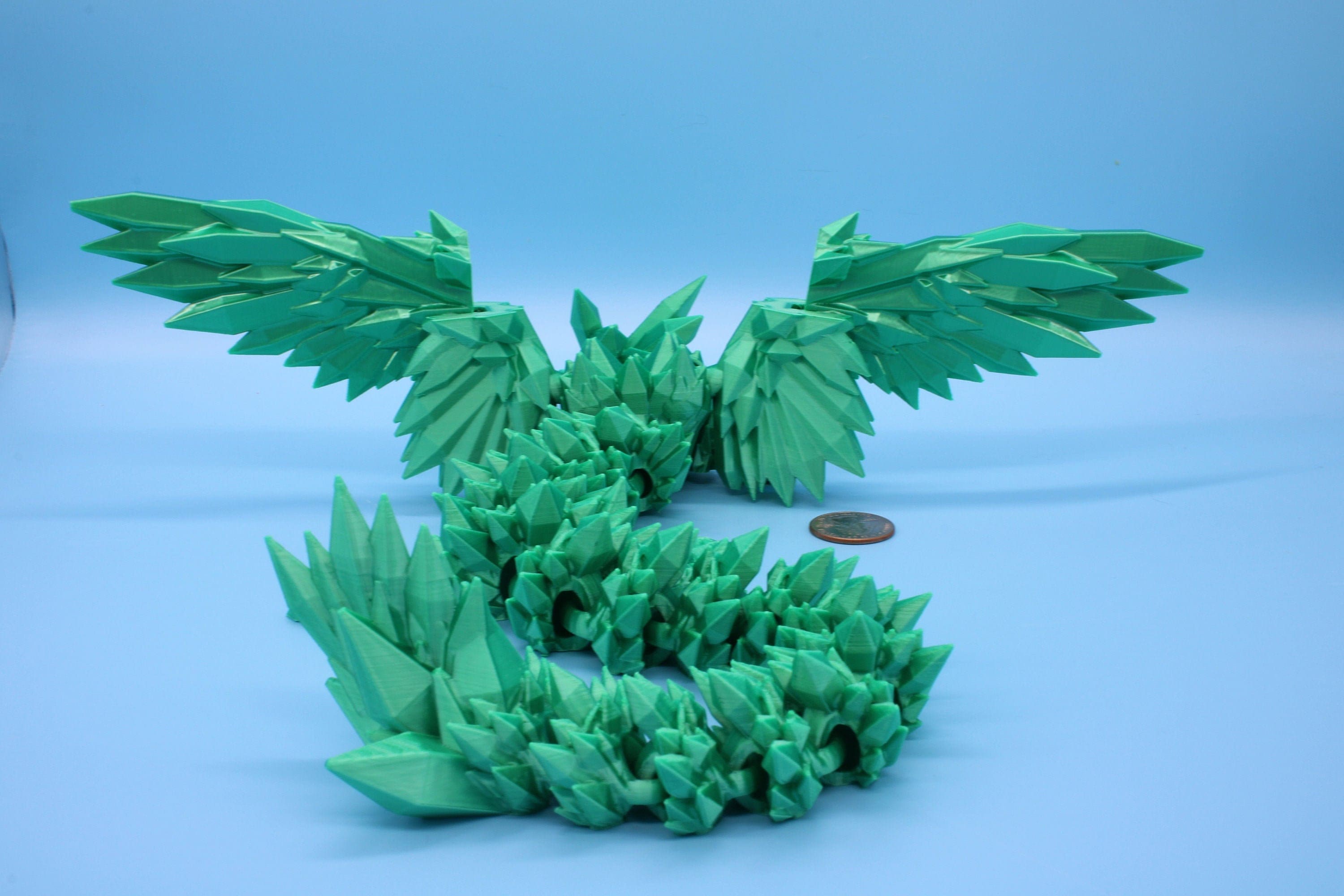 Flawed Crystal Winged Dragon |Crystal Wing Dragon 3D printed | Articulating Dragon. | B stock | Flexi Toy | 18 in. long| Stress Relief Gift