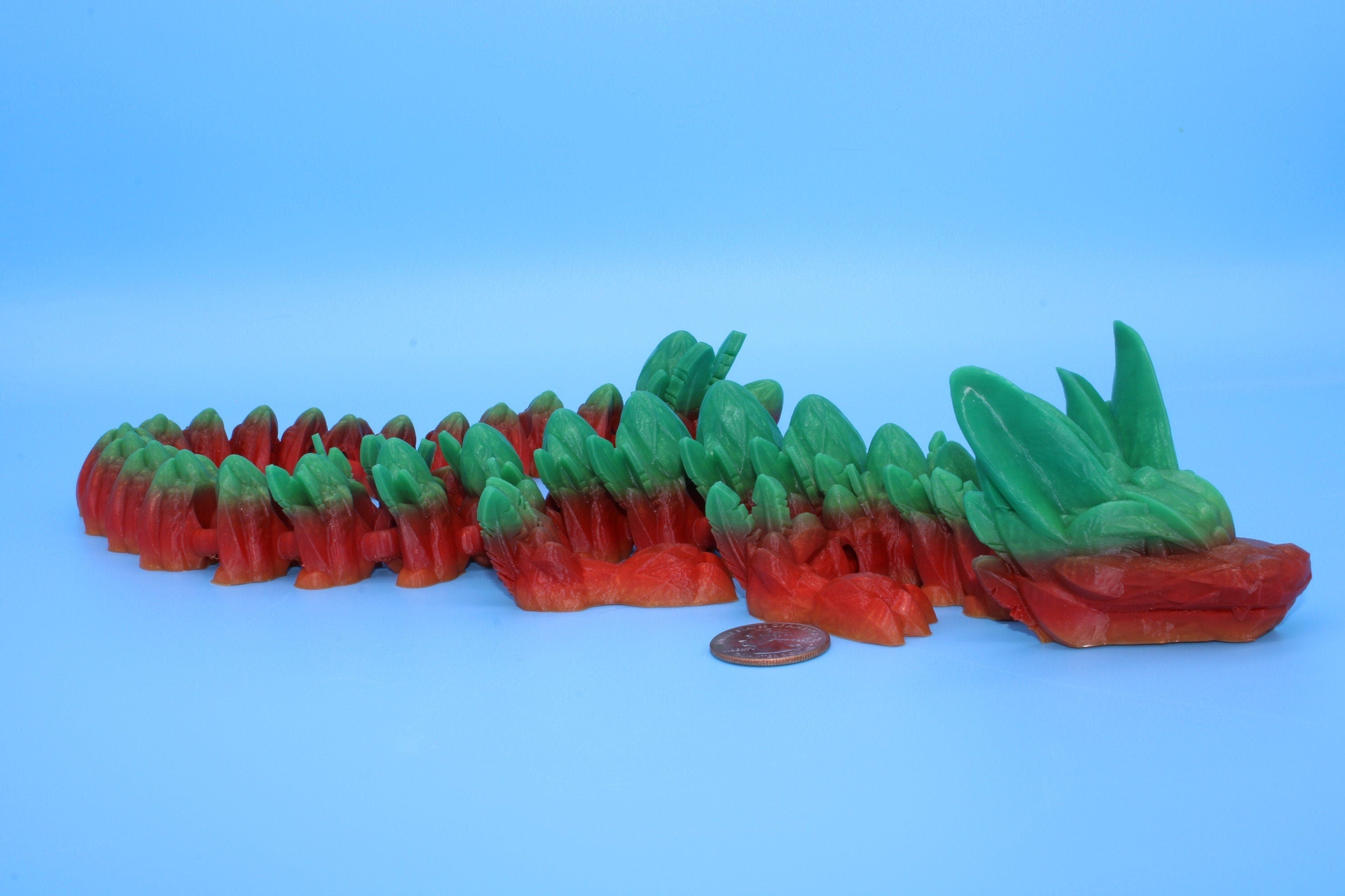 Easter Dragon | Multi Color Rainbow | 3D Printed Articulating Dragon | Flexi Toy | Adult Fidget Toy | Dragon Buddy ready for you! 23 in