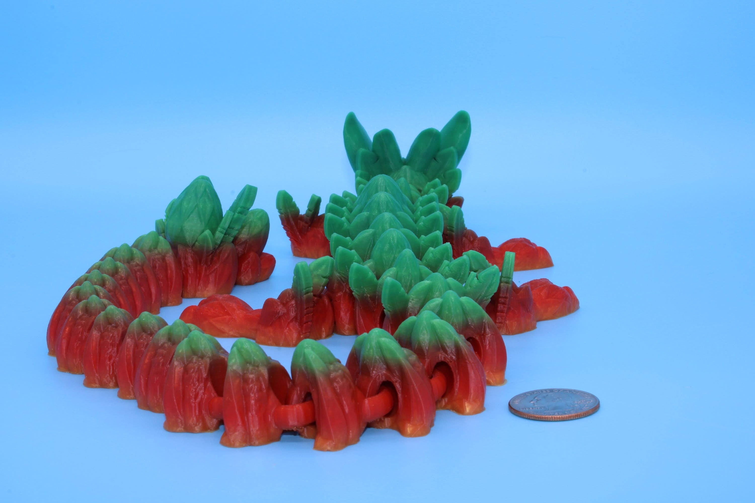 Easter Dragon | Multi Color Rainbow | 3D Printed Articulating Dragon | Flexi Toy | Adult Fidget Toy | Dragon Buddy ready for you! 23 in