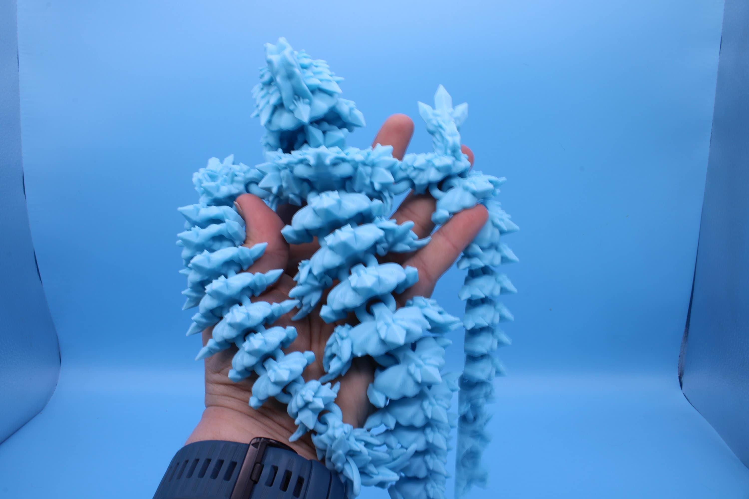 Jellyfish Dragon | Light Blue | 3D printed Articulating Dragon Fidget Toy | Flexi |