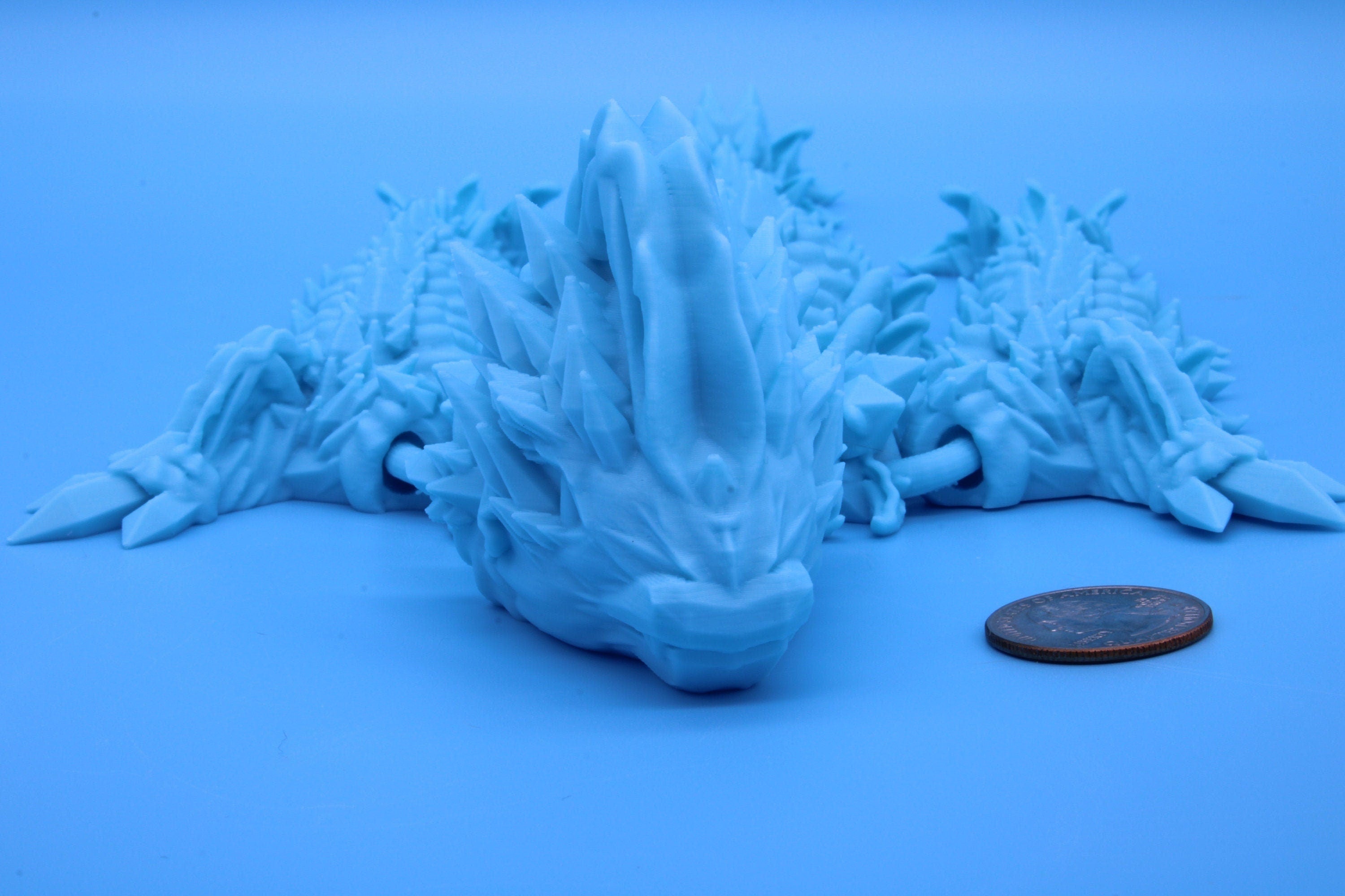 Jellyfish Dragon | Light Blue | 3D printed Articulating Dragon Fidget Toy | Flexi |