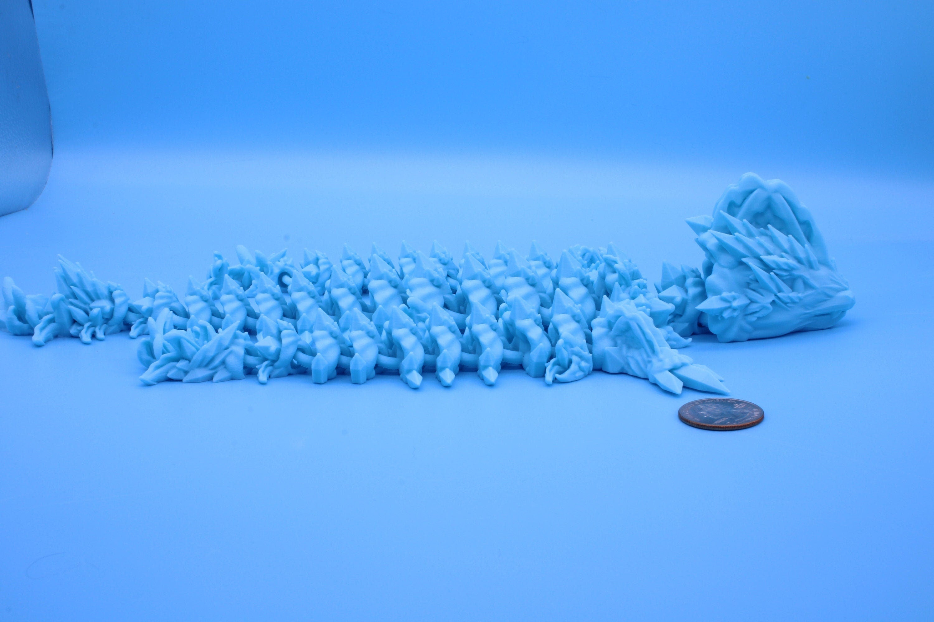 Jellyfish Dragon | Light Blue | 3D printed Articulating Dragon Fidget Toy | Flexi |