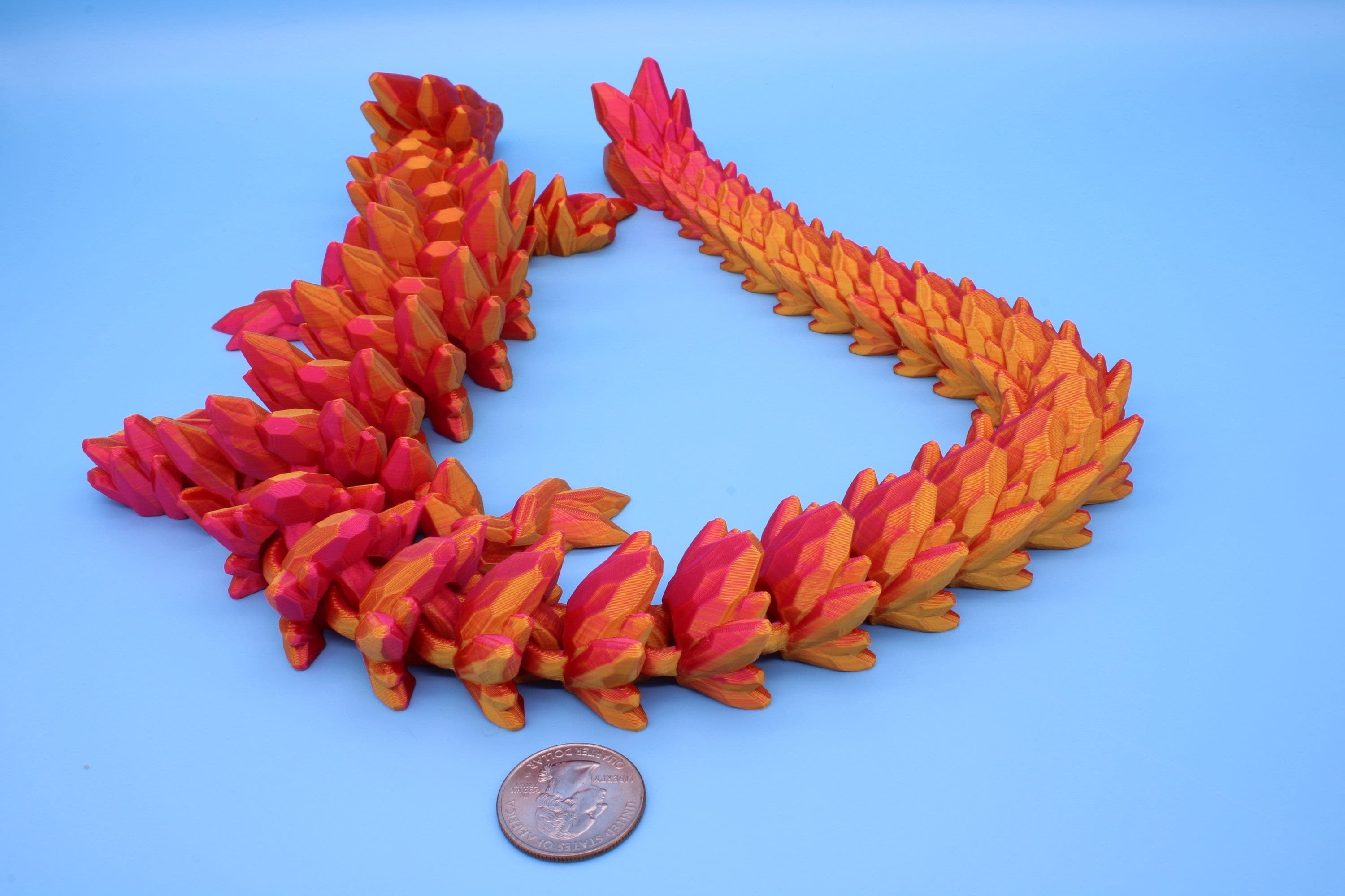 Gem Dragon | Multi Color | 3D Printed Articulating Dragon | Flexi Toy | Adult Fidget Toy | Dragon Buddy ready for you | 26 inches!